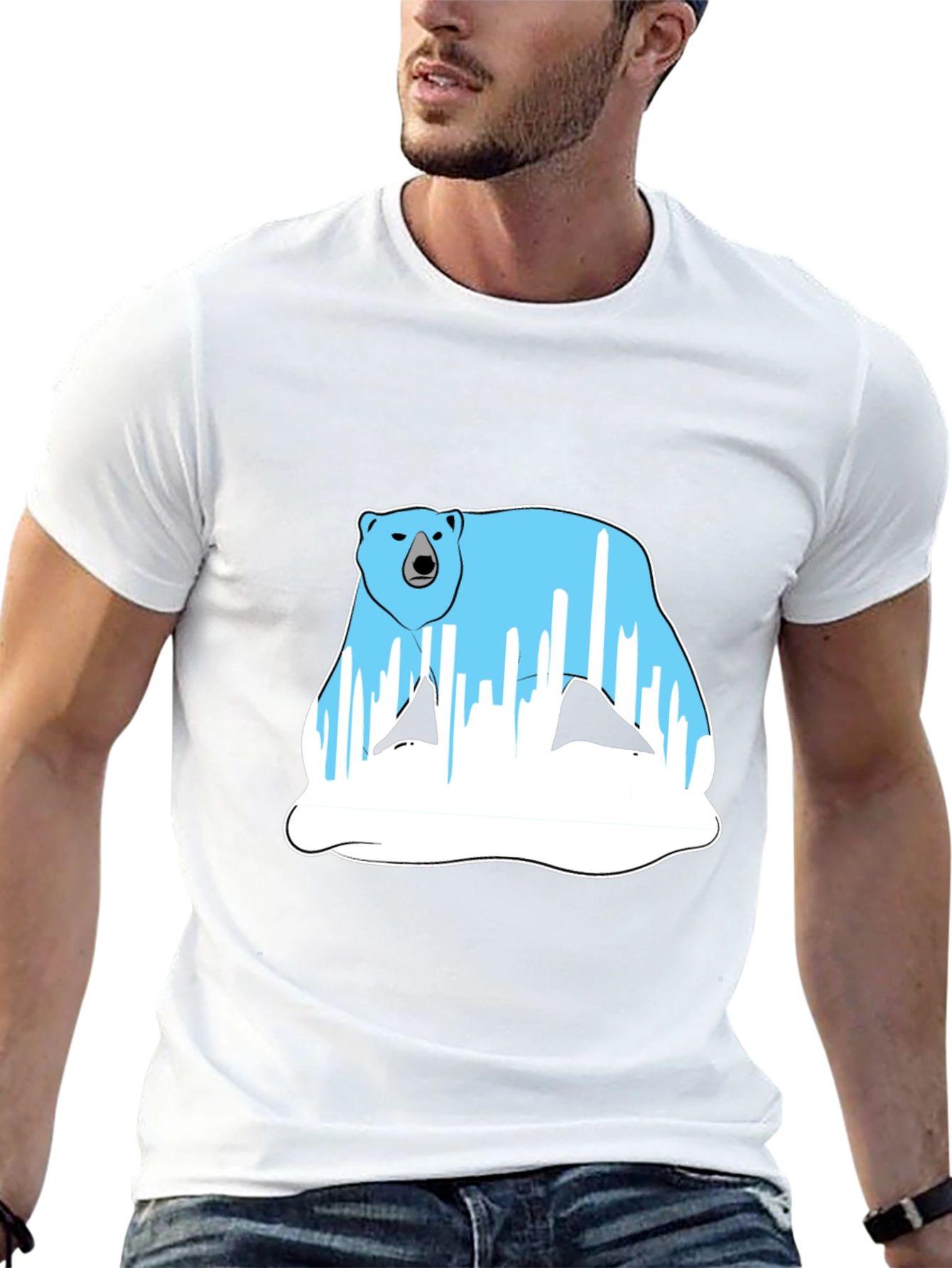 Polar Bear Graphic Tee - Black Cotton Blend