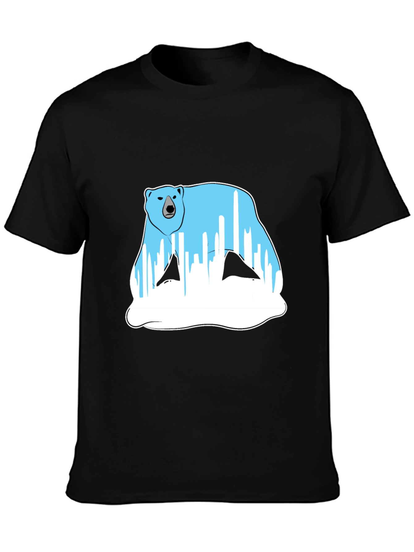 Polar Bear Graphic Tee - Black Cotton Blend