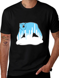 Polar Bear Graphic Tee - Black Cotton Blend