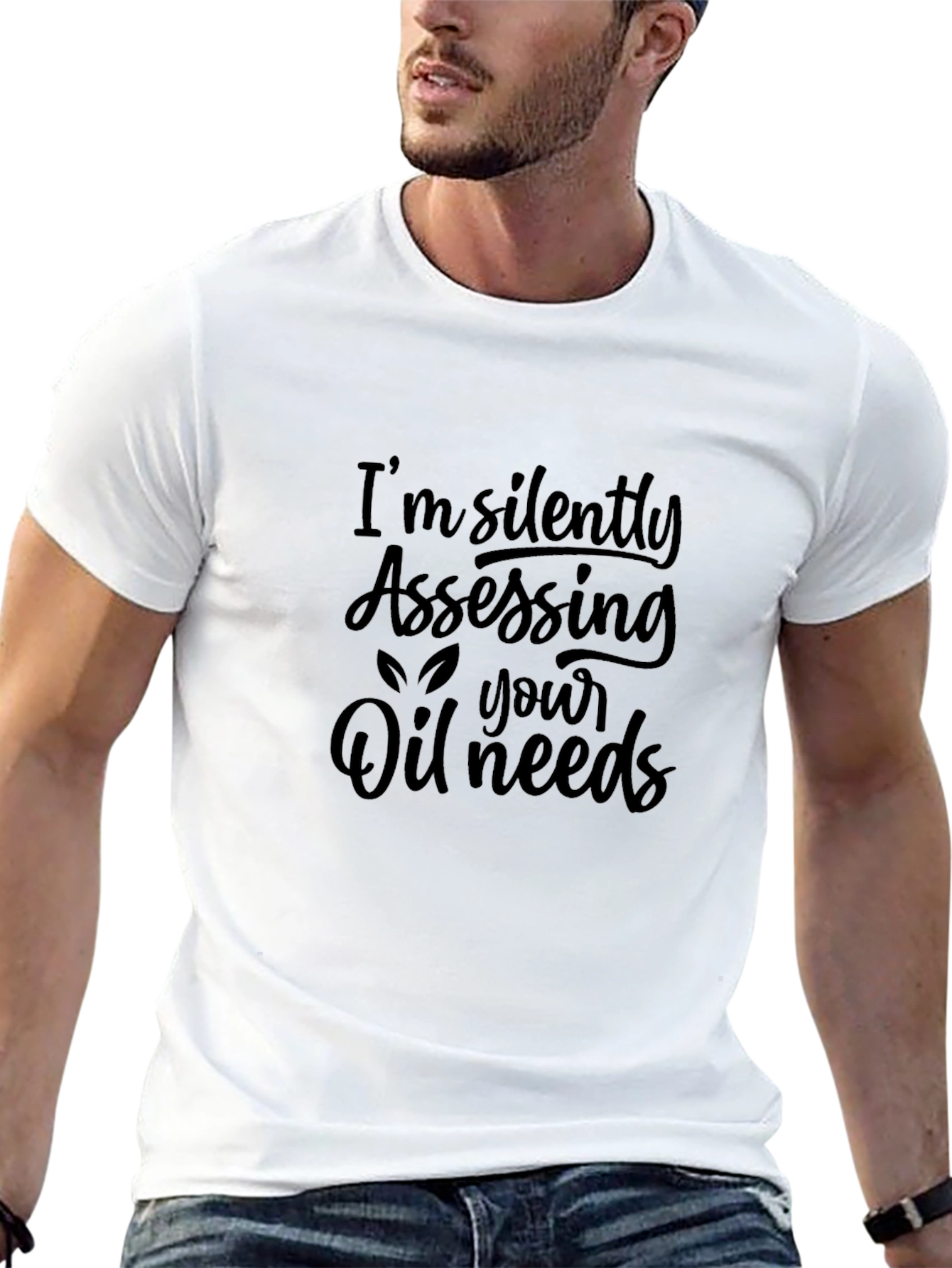 Silently Assessing Oil Needs Black T-Shirt