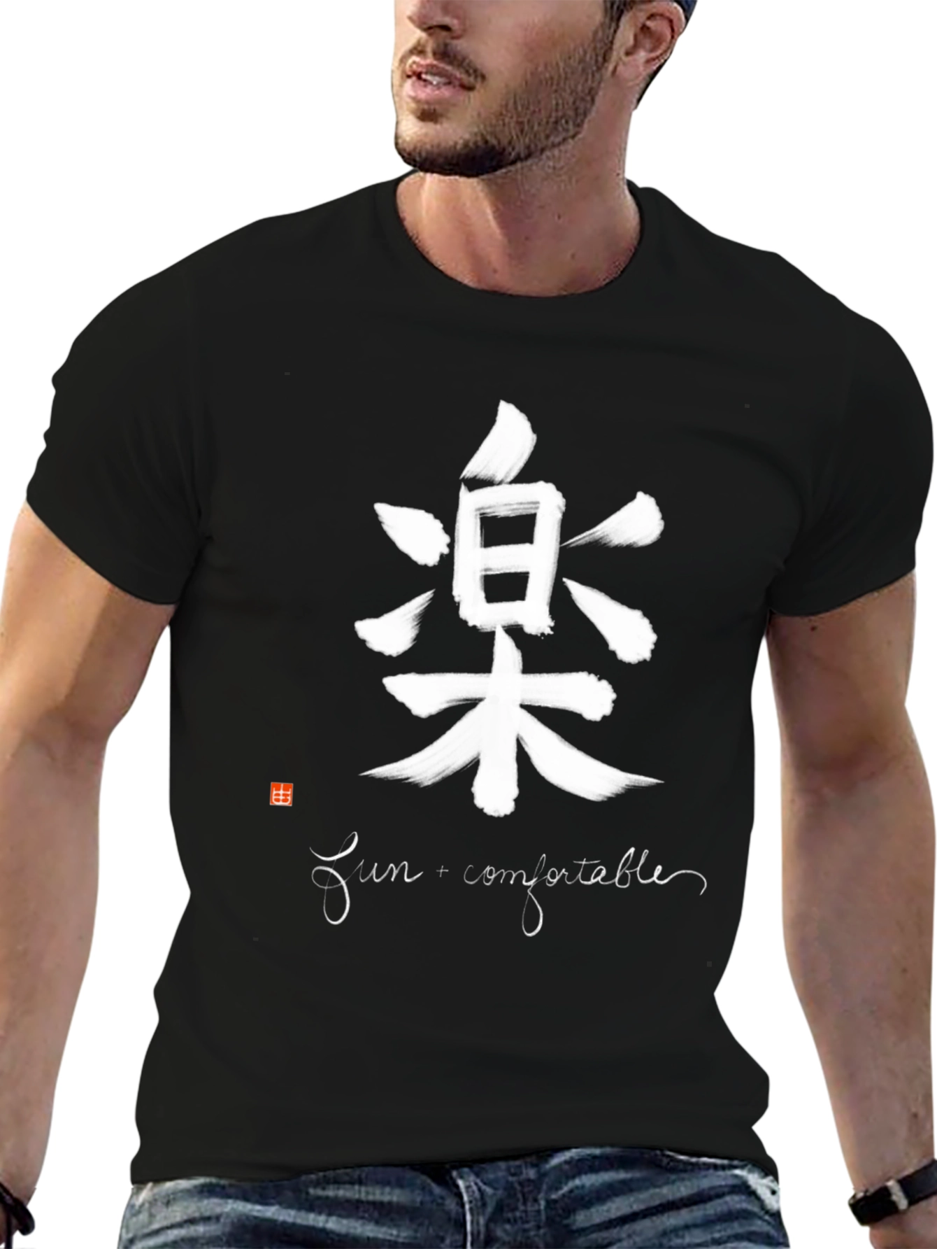 Stylish Kanji Print T-Shirt - Fun & Comfortable