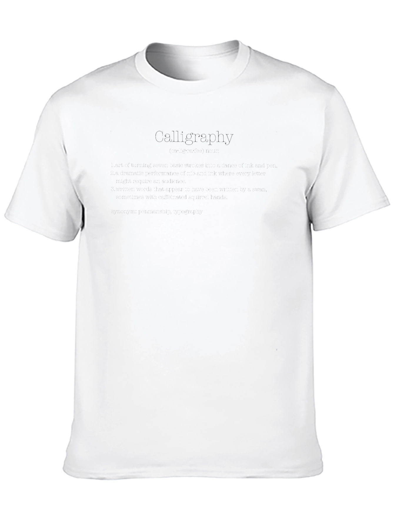 Mens Black Crew Neck Calligraphy T-Shirt