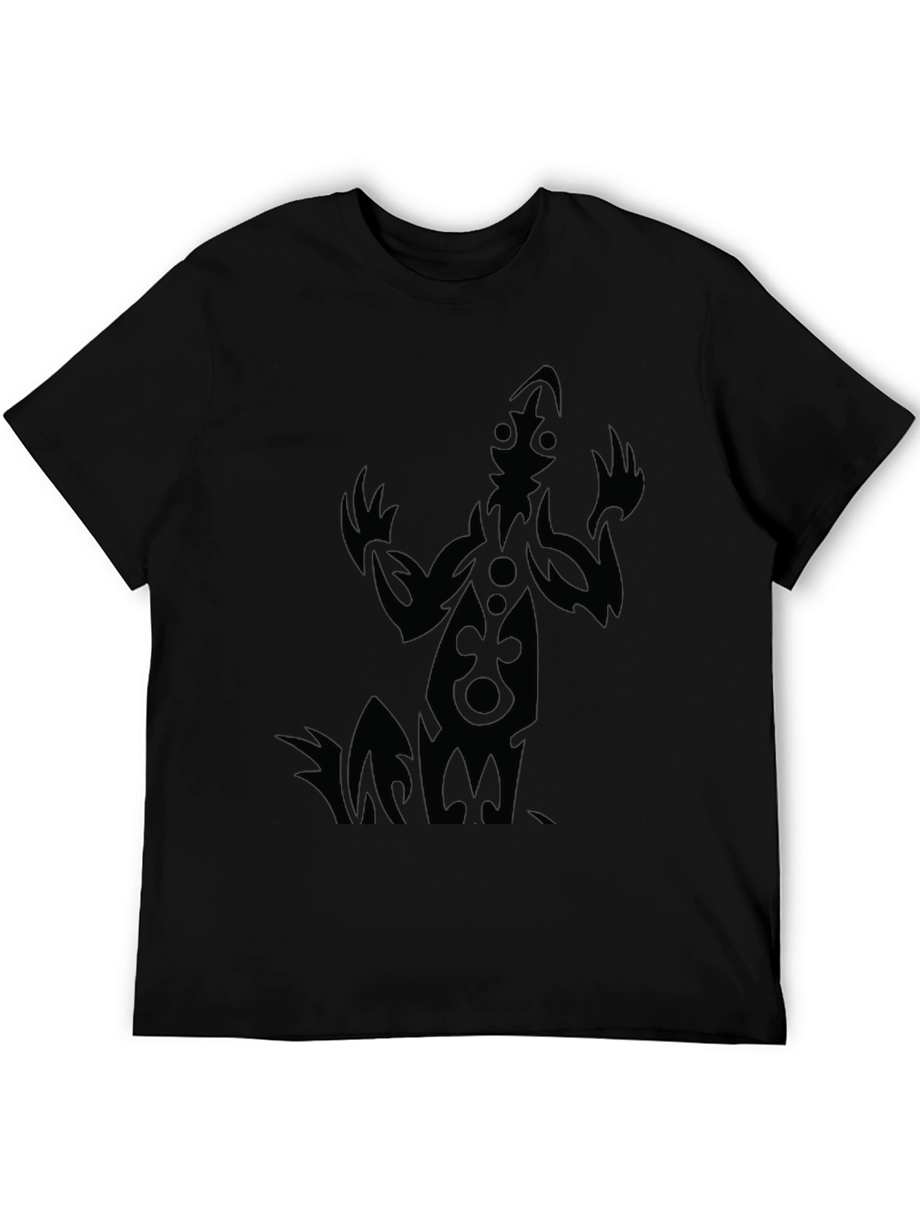 Tribal Figure Graphic Tee - Black Cotton