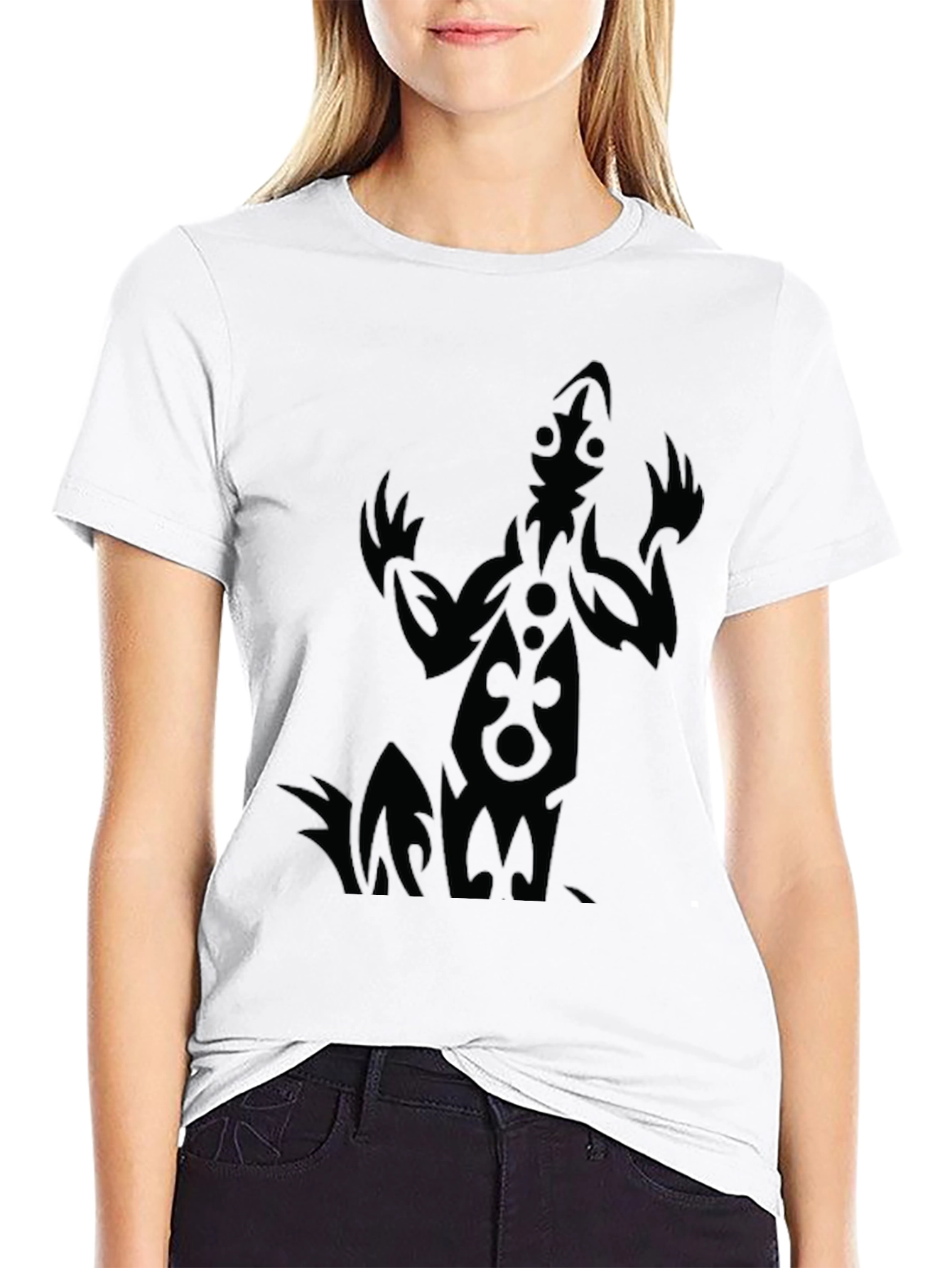 Tribal Figure Graphic Tee - Black Cotton