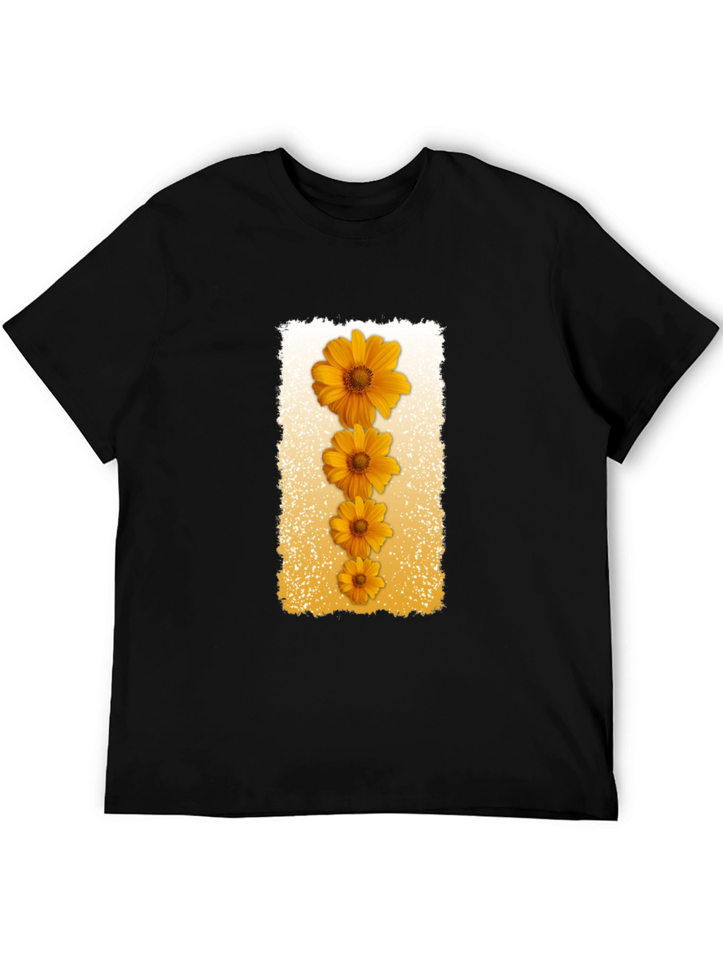 Floral Cascade Black T-Shirt
