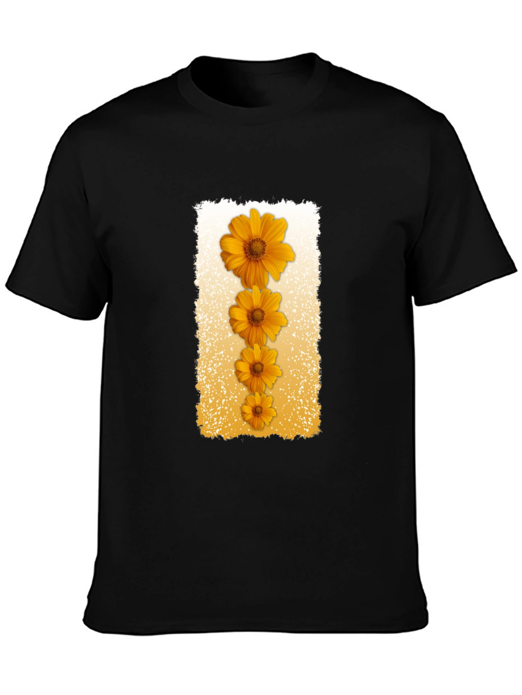 Floral Cascade Black T-Shirt