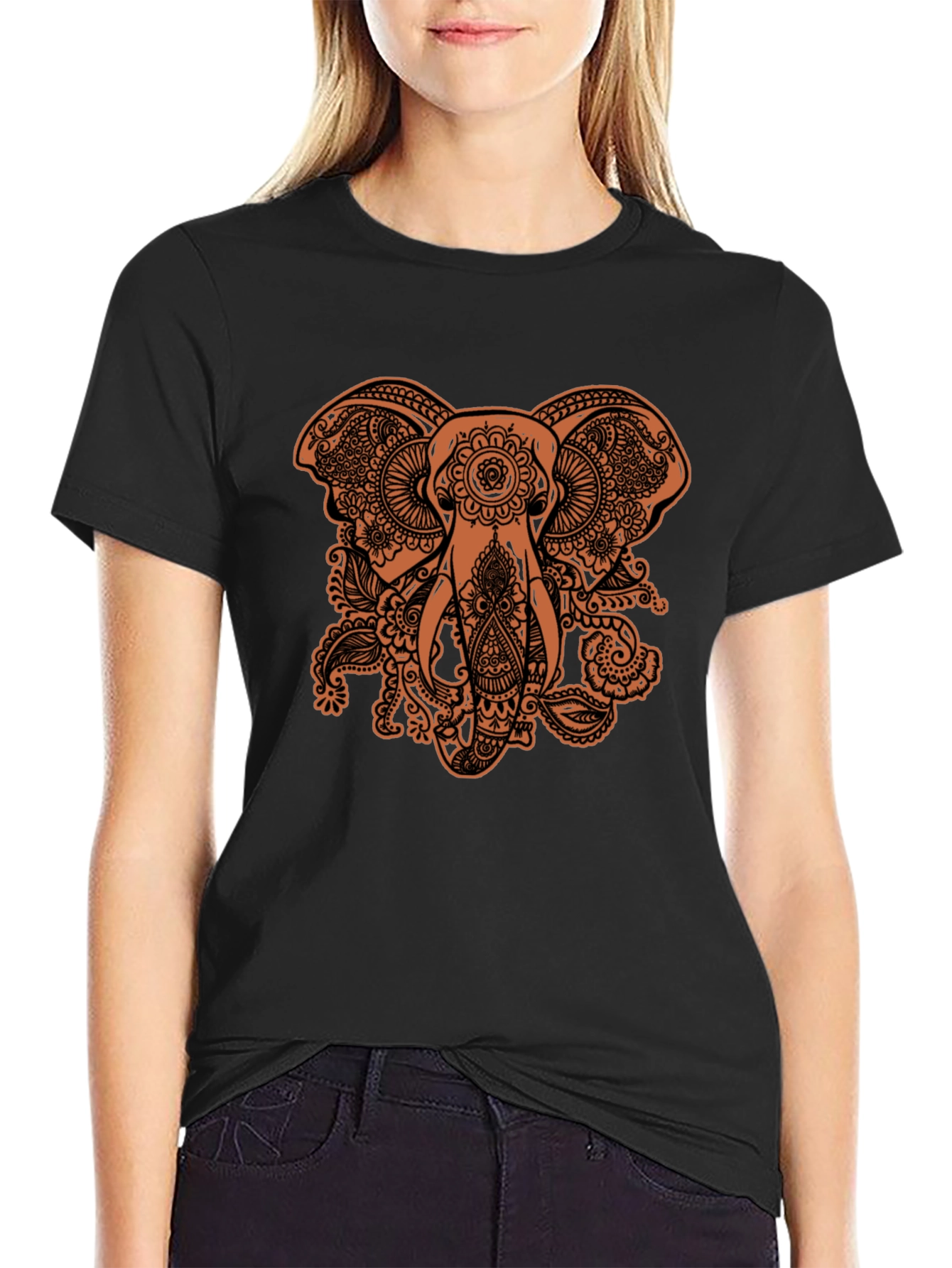 Elephant Paisley Graphic Tee - Black
