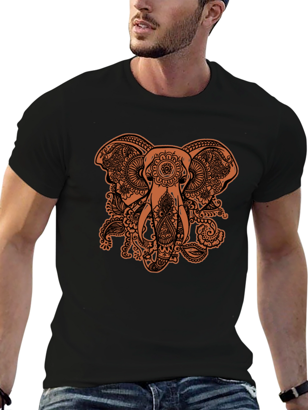 Elephant Paisley Graphic Tee - Black