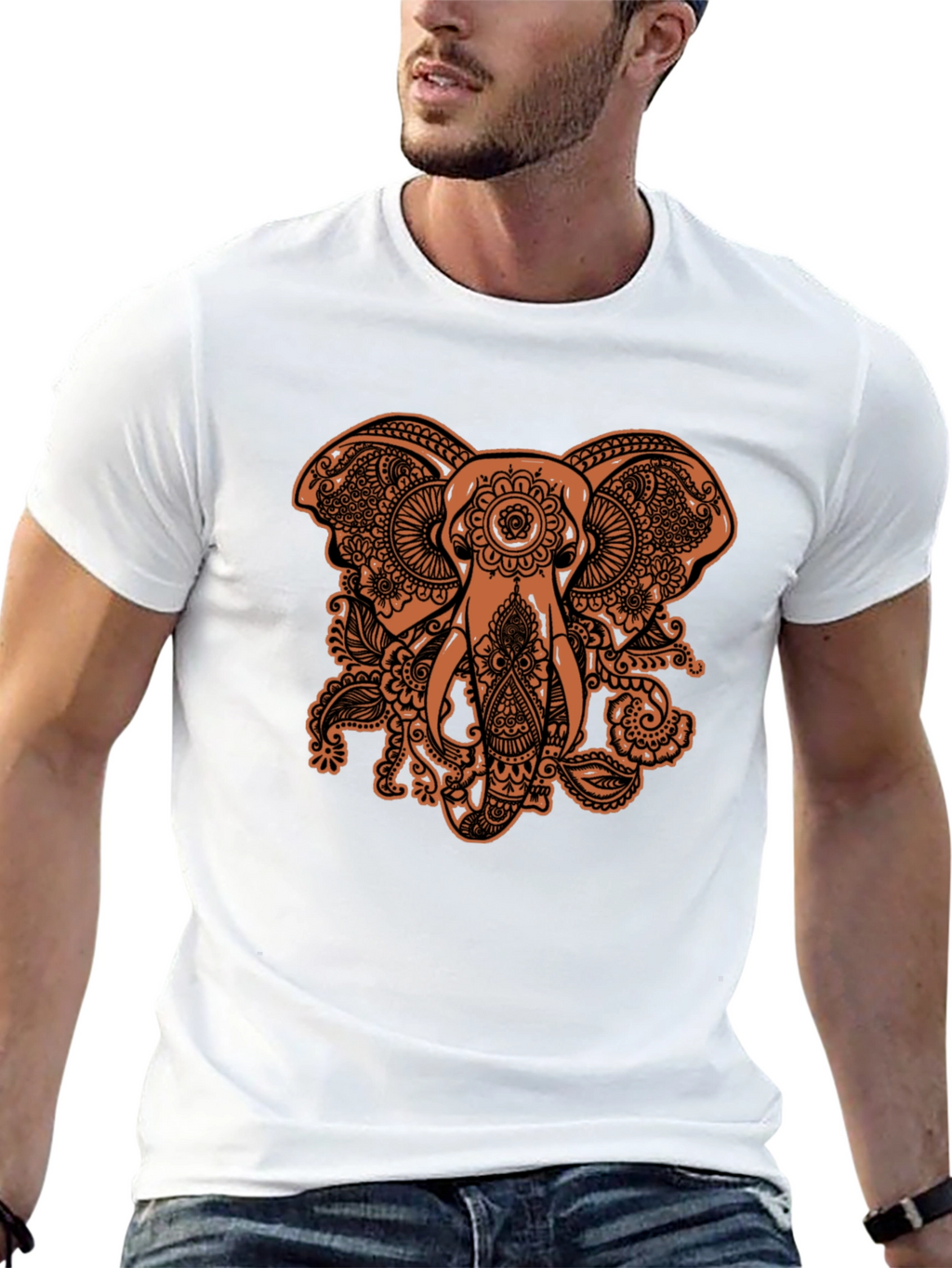 Elephant Paisley Graphic Tee - Black