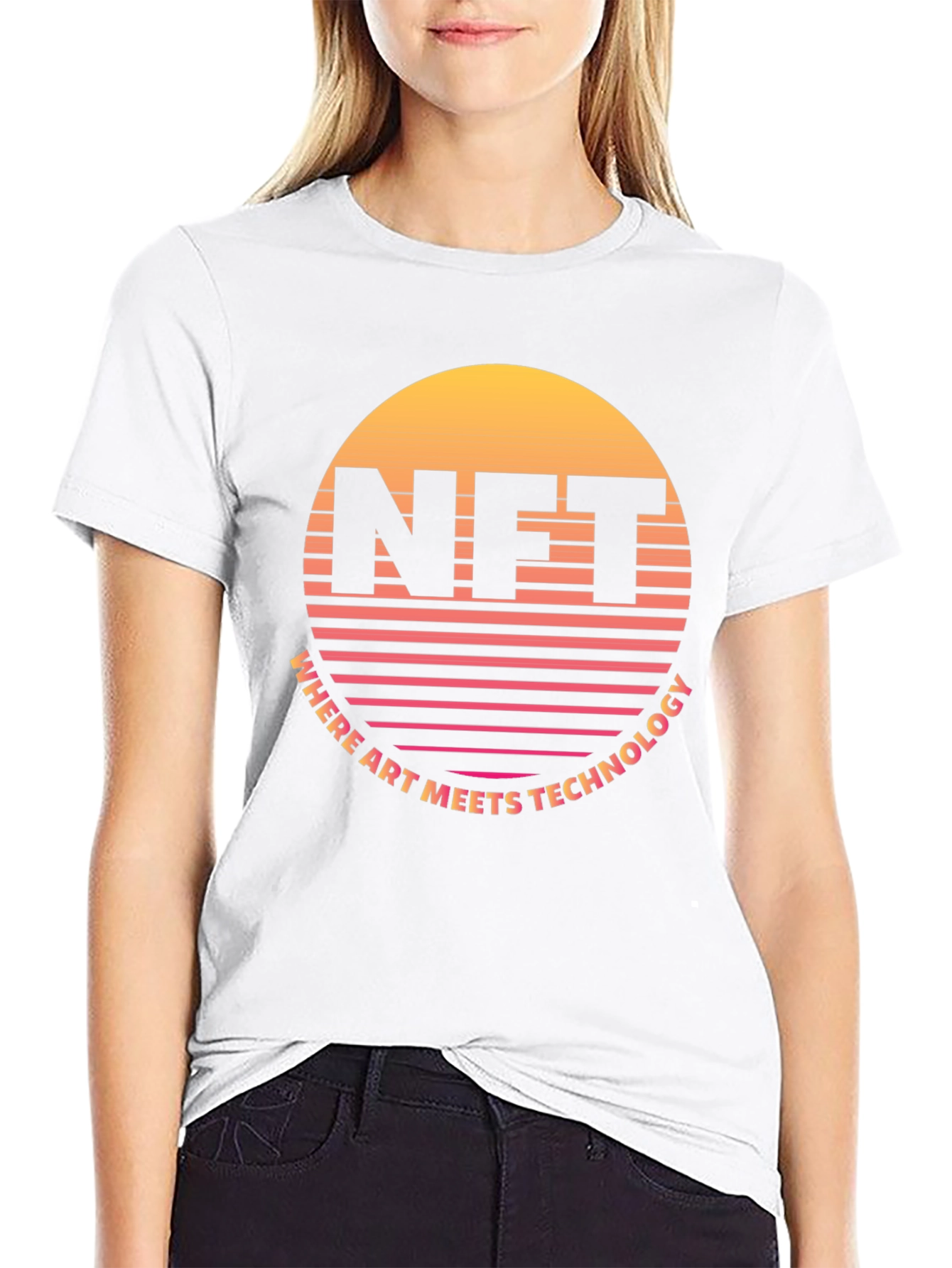 NFT Retro Sunset T-Shirt - Art Meets Technology