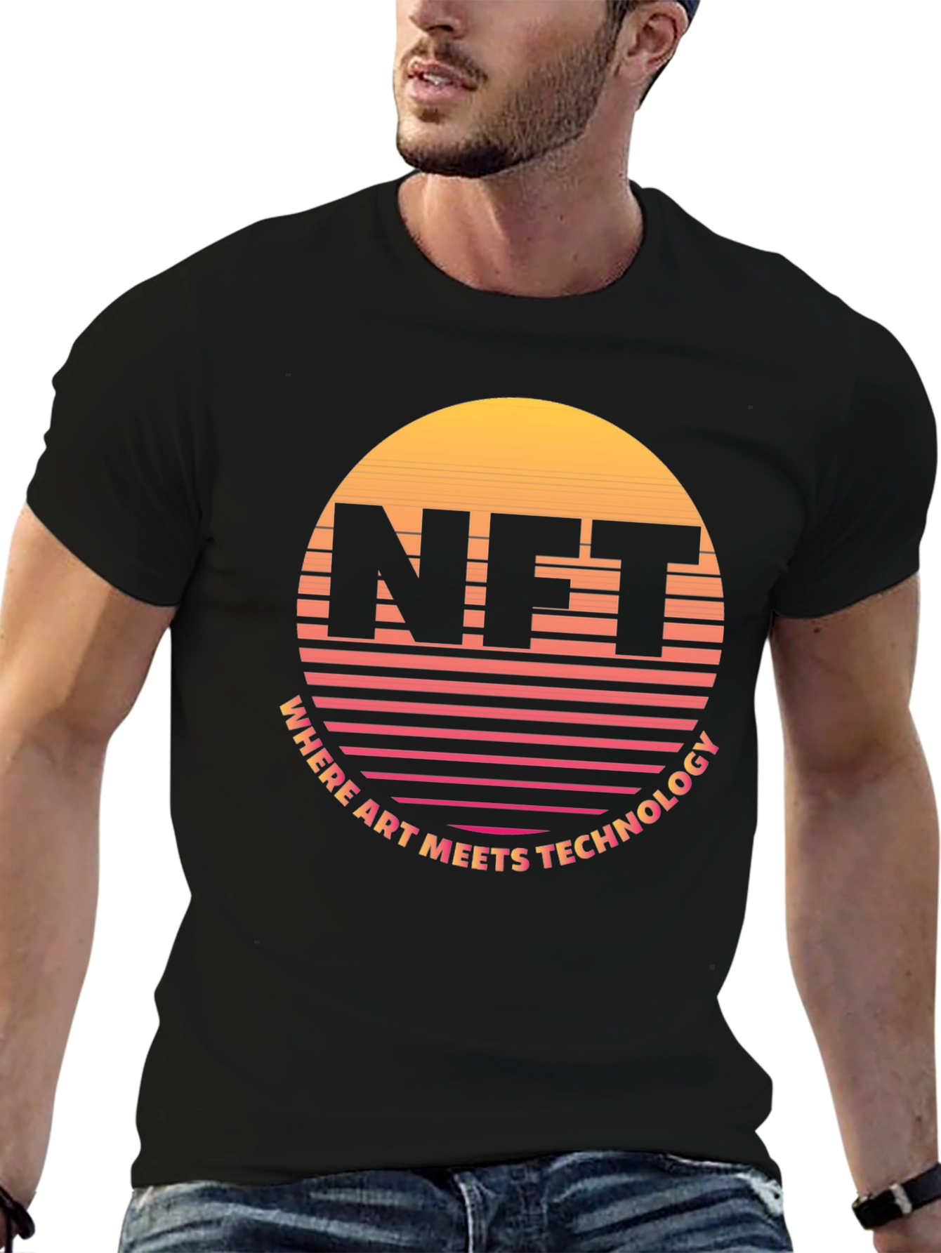 NFT Retro Sunset T-Shirt - Art Meets Technology
