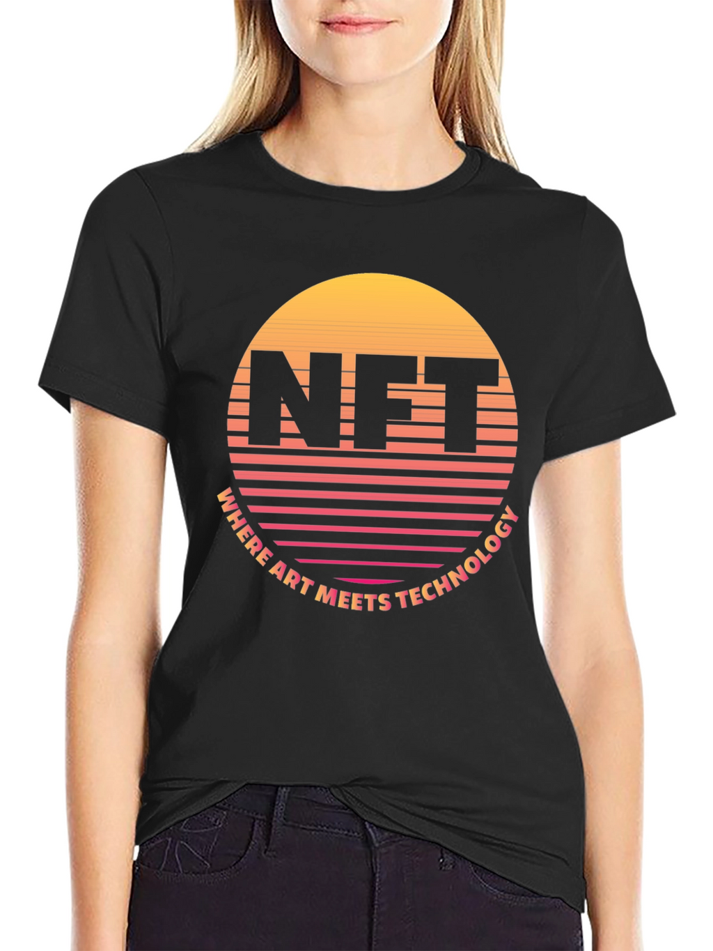 NFT Retro Sunset T-Shirt - Art Meets Technology