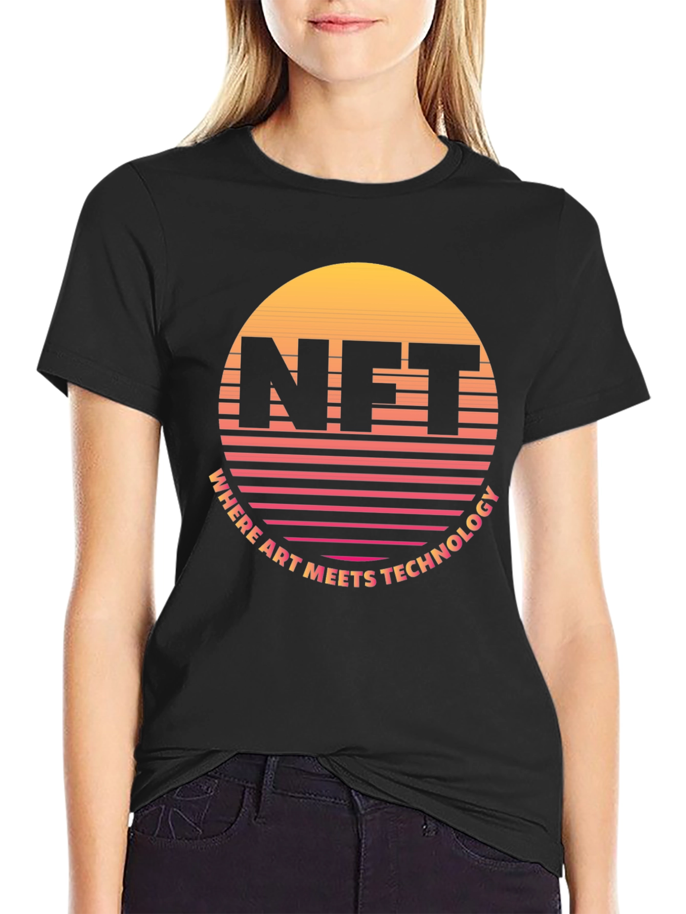 NFT Retro Sunset T-Shirt - Art Meets Technology
