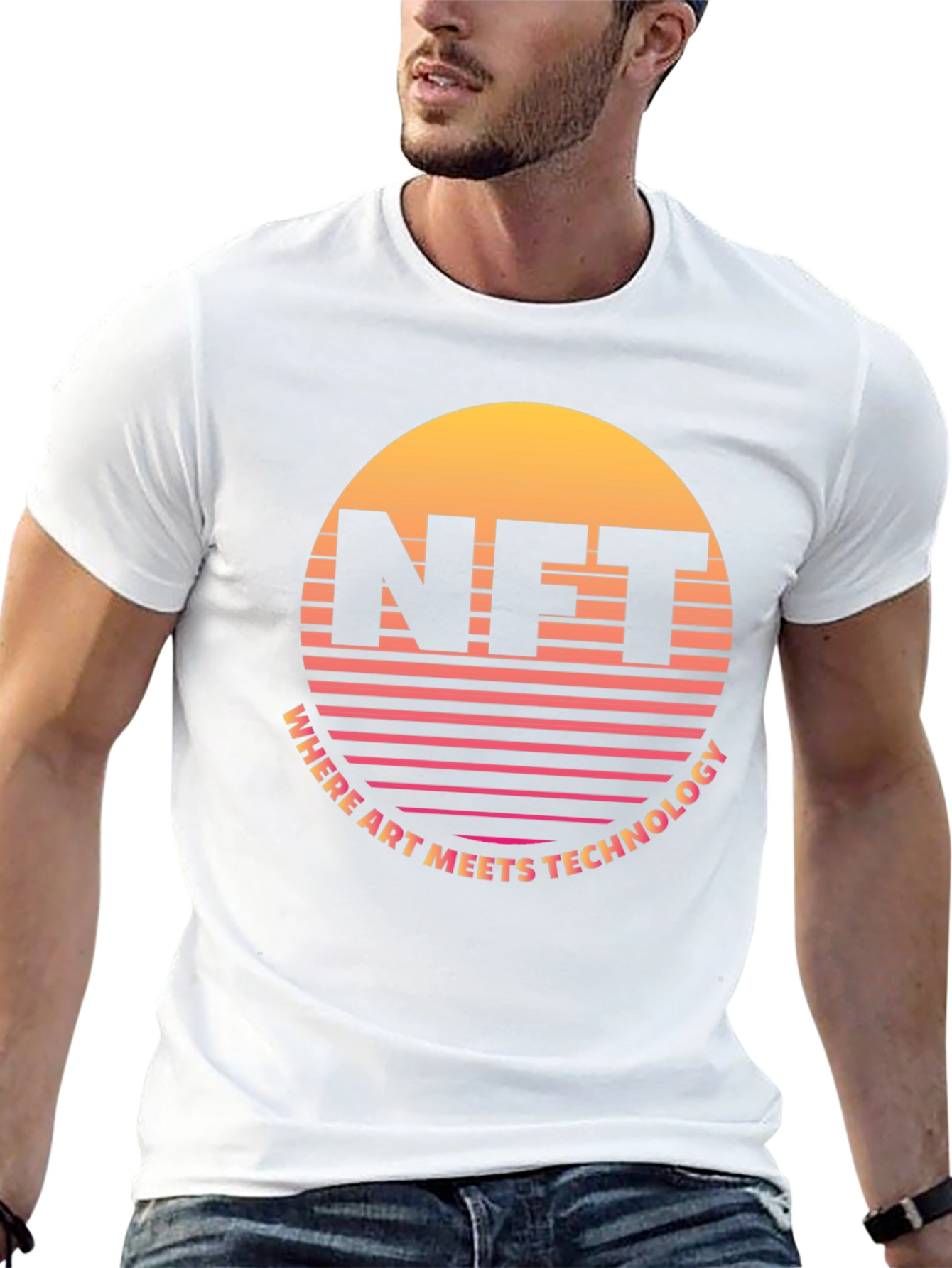 NFT Retro Sunset T-Shirt - Art Meets Technology