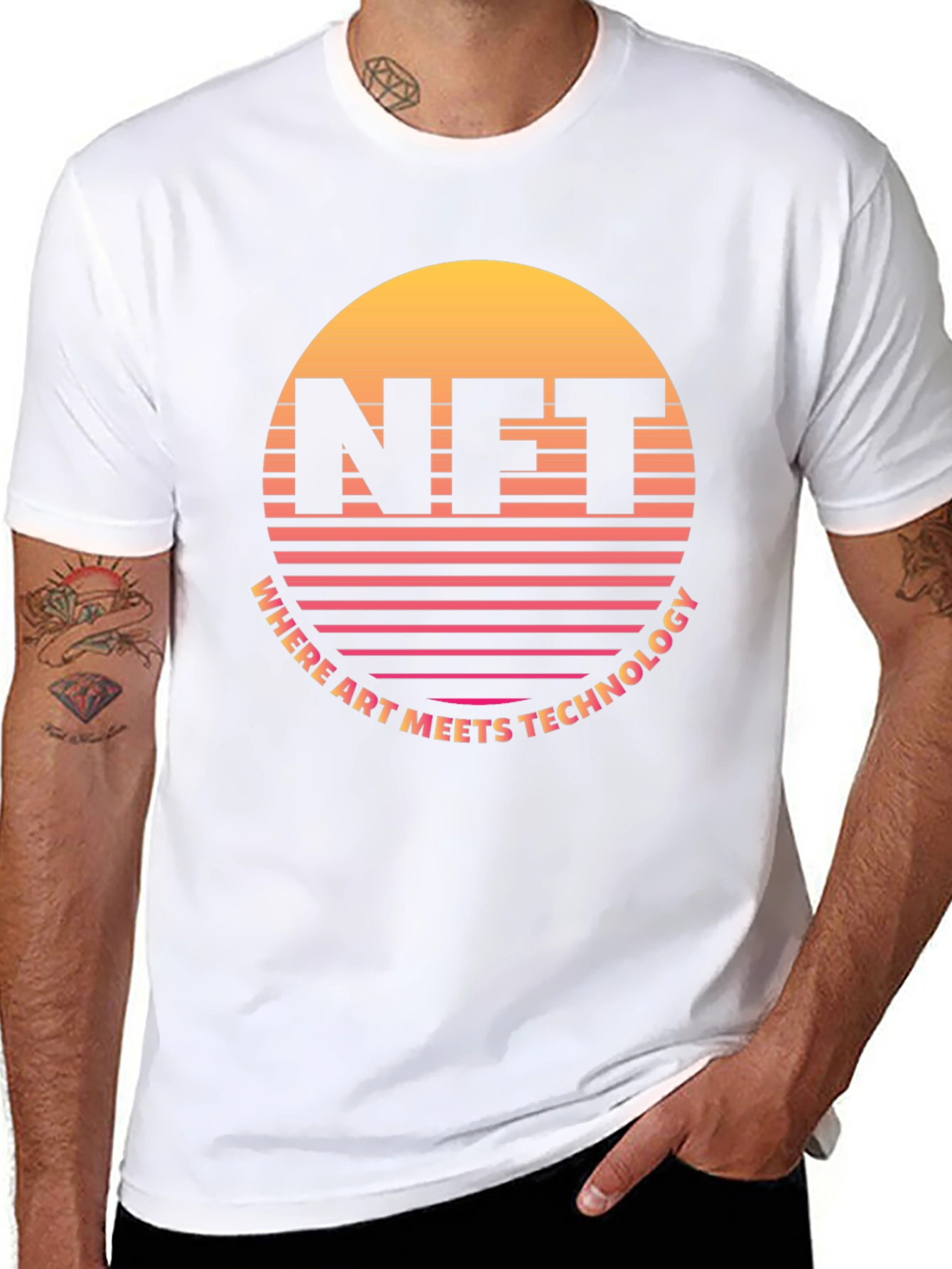 NFT Retro Sunset T-Shirt - Art Meets Technology