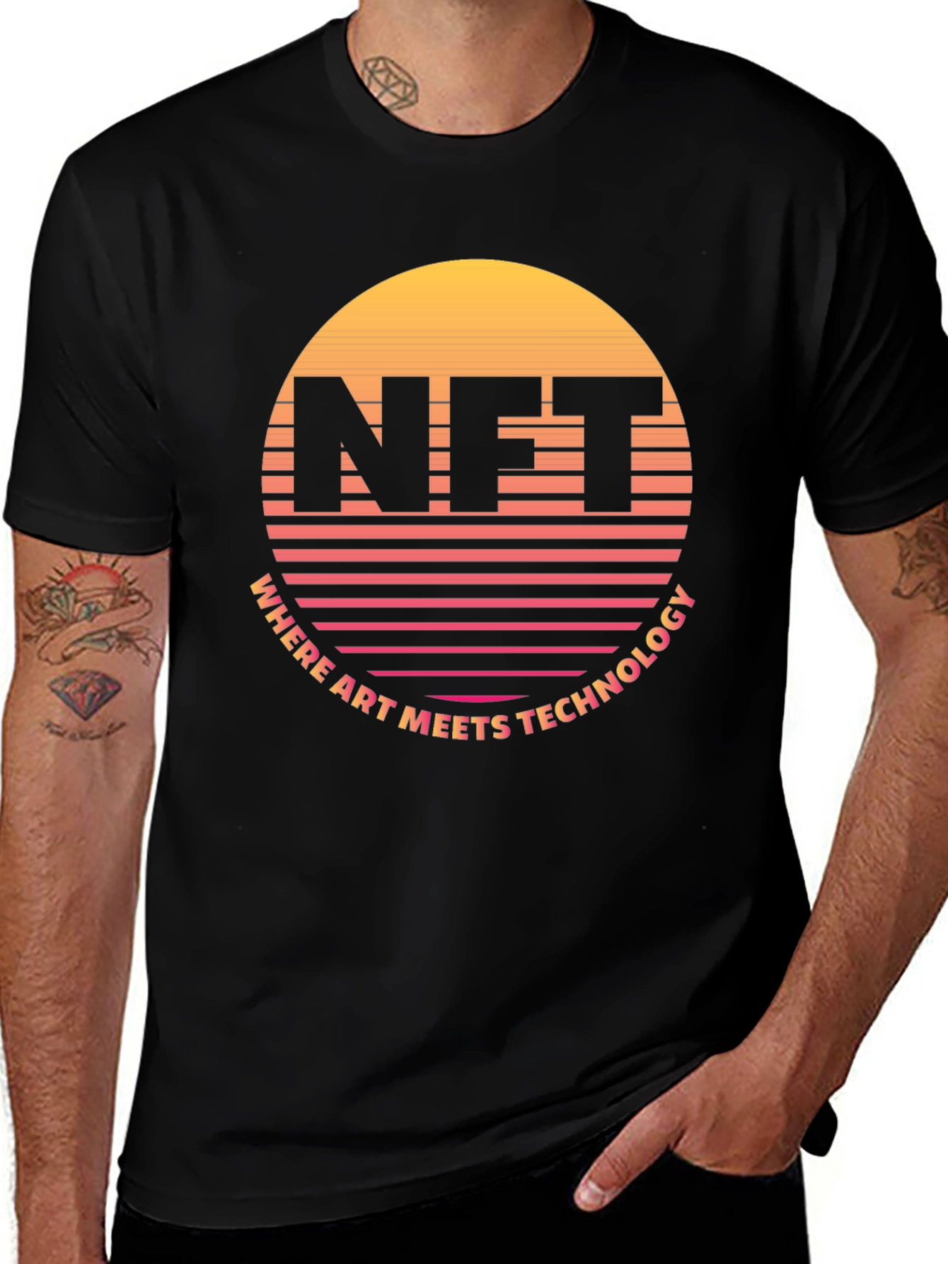 NFT Retro Sunset T-Shirt - Art Meets Technology