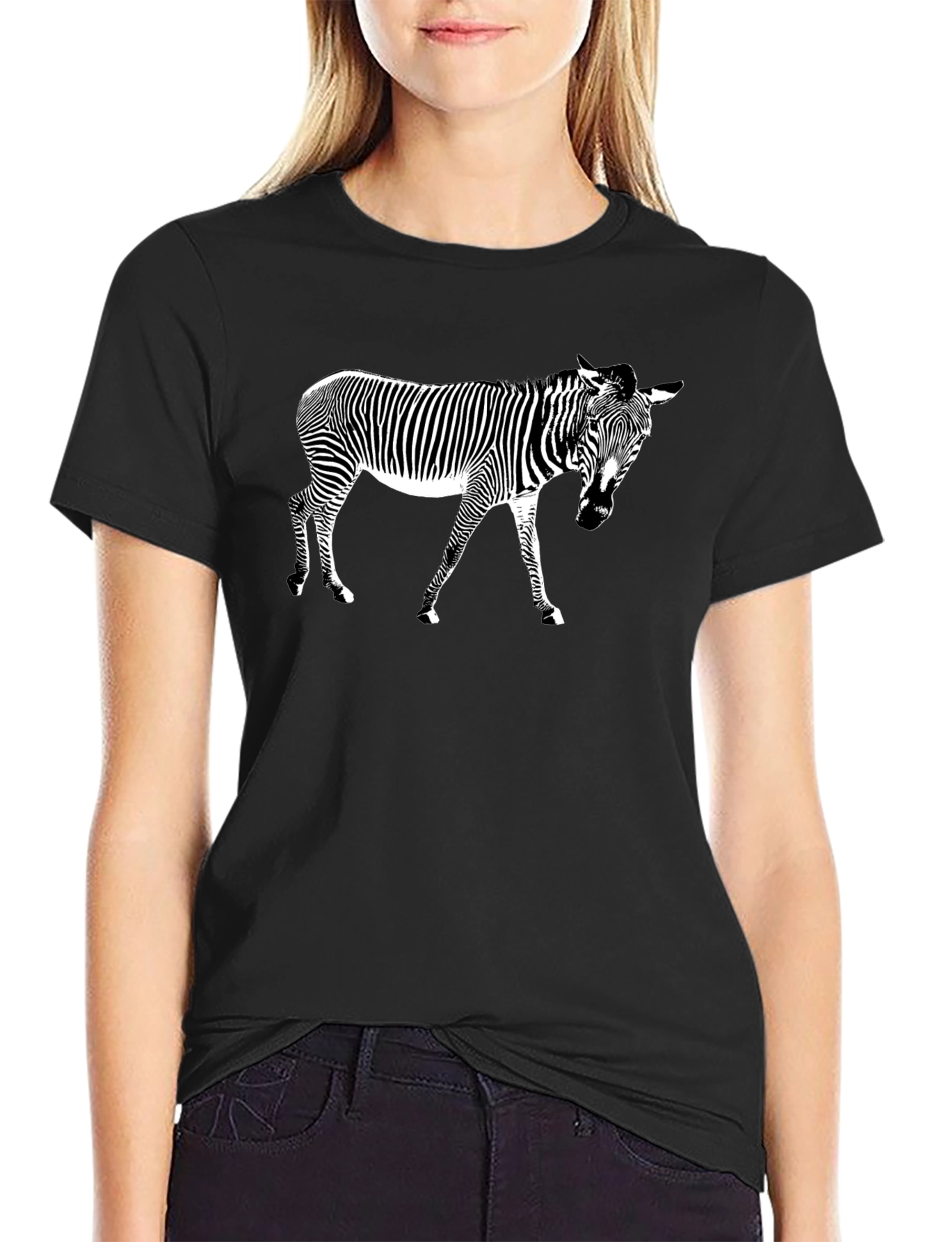 Cool Zebra Graphic Black T-Shirt