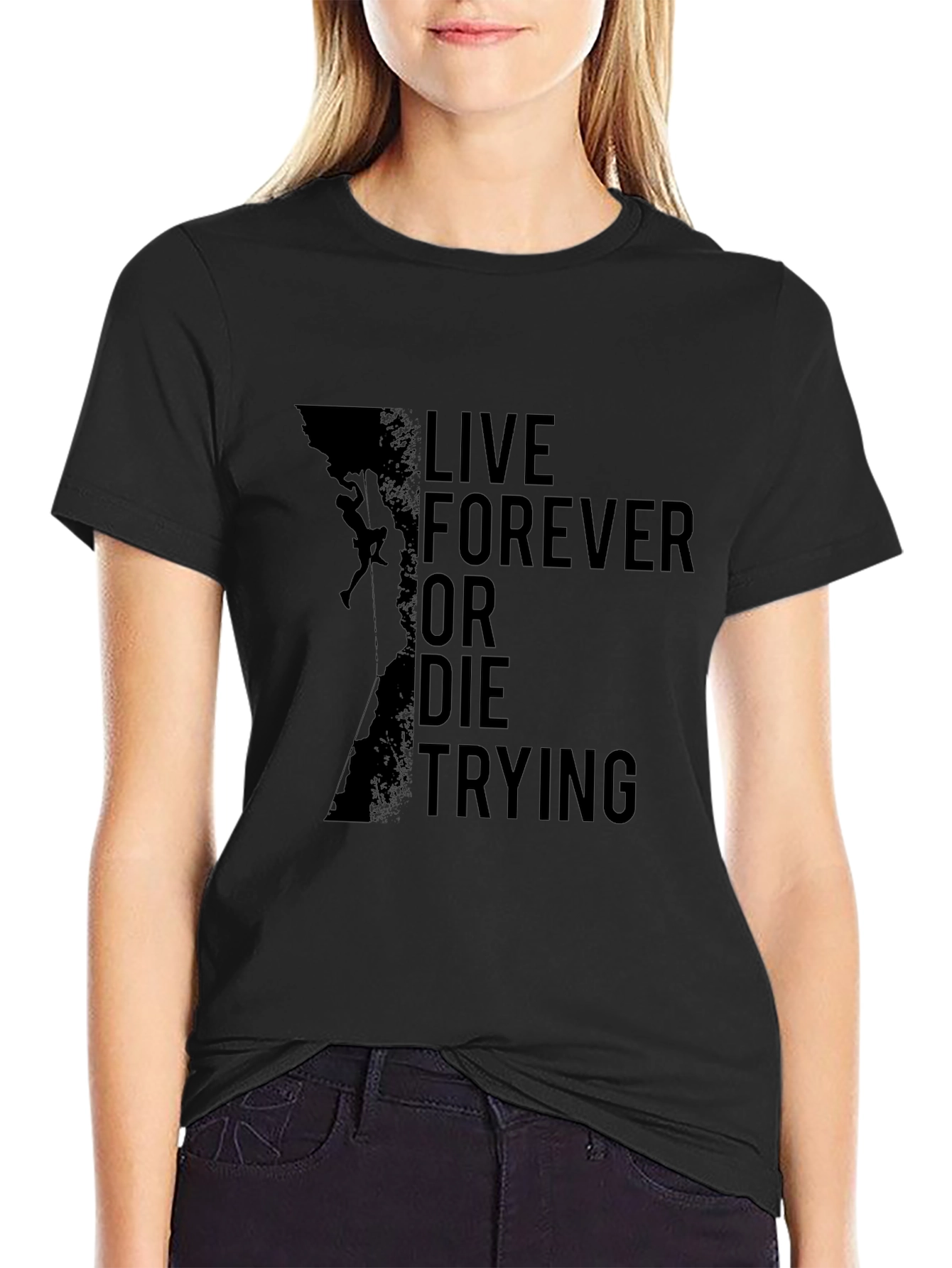 Live Forever Climbing Black T-Shirt