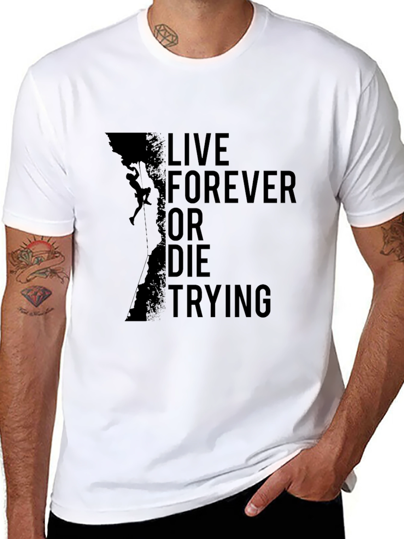 Live Forever Climbing Black T-Shirt