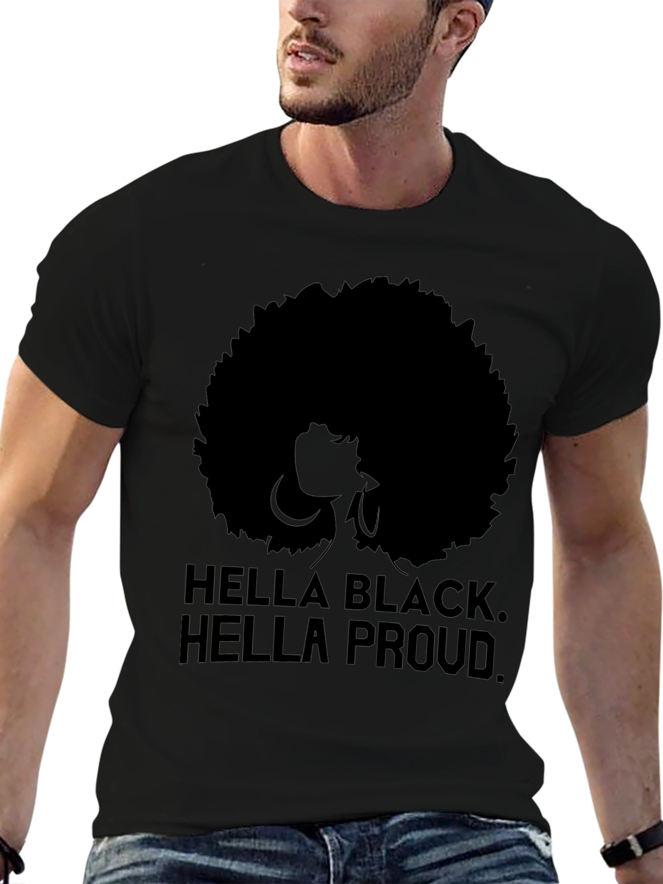 Hella Black Hella Proud Afro Graphic Tee