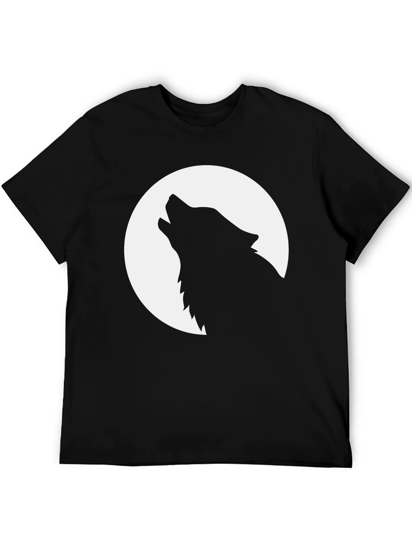 Wolf Moon Graphic Tee - Black Cotton T-Shirt