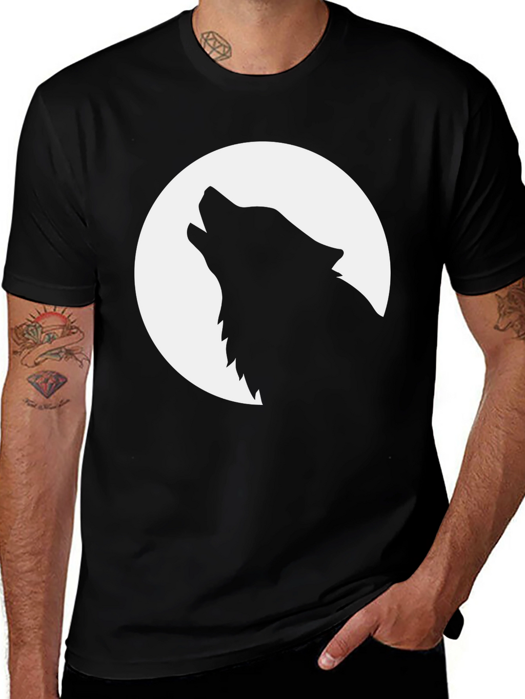 Wolf Moon Graphic Tee - Black Cotton T-Shirt