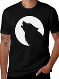 Wolf Moon Graphic Tee - Black Cotton T-Shirt