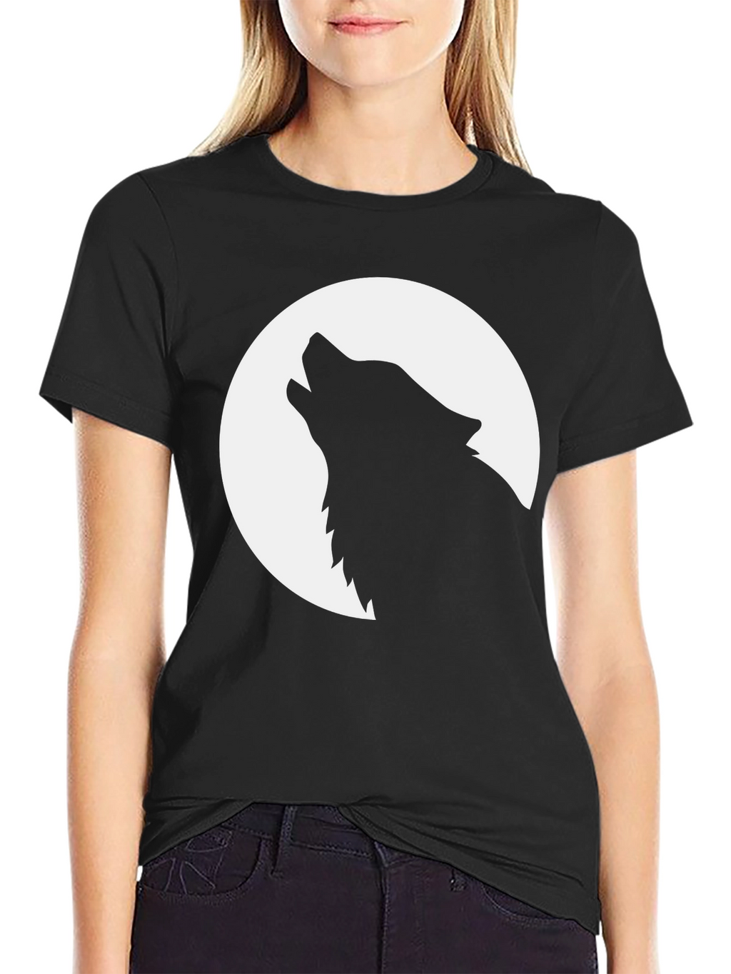 Wolf Moon Graphic Tee - Black Cotton T-Shirt