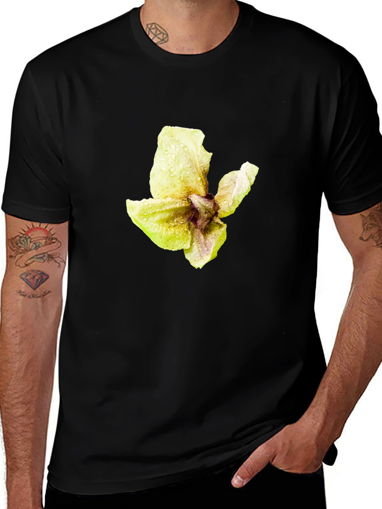 Floral Graphic Black Tee - Stylish Mens Casual Wear