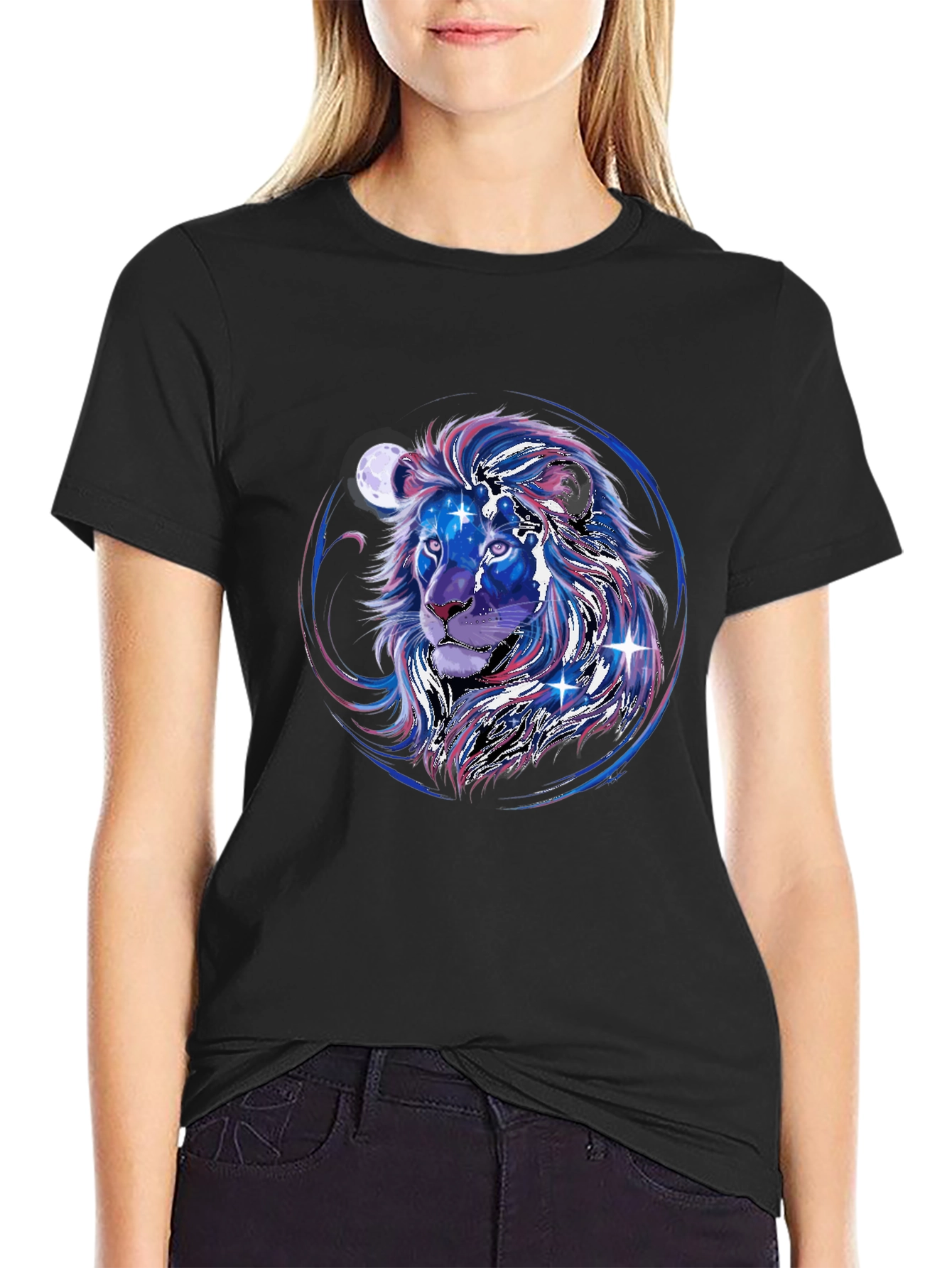 Cosmic Lion Graphic Tee - Black