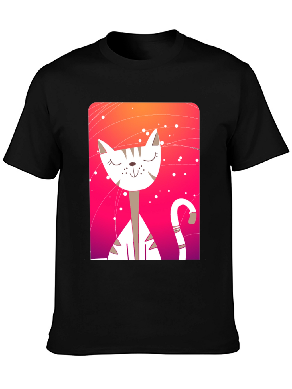 Cute Cat Graphic Tee - Unisex Black T-Shirt