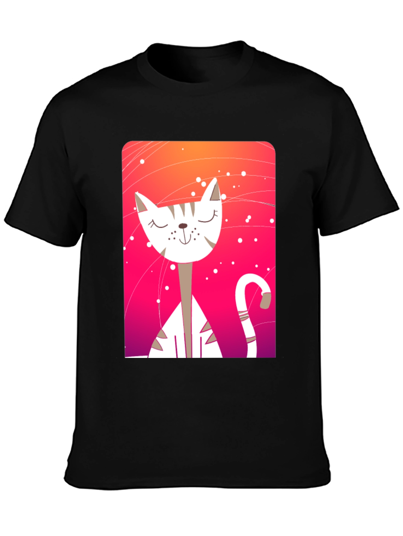 Cute Cat Graphic Tee - Unisex Black T-Shirt