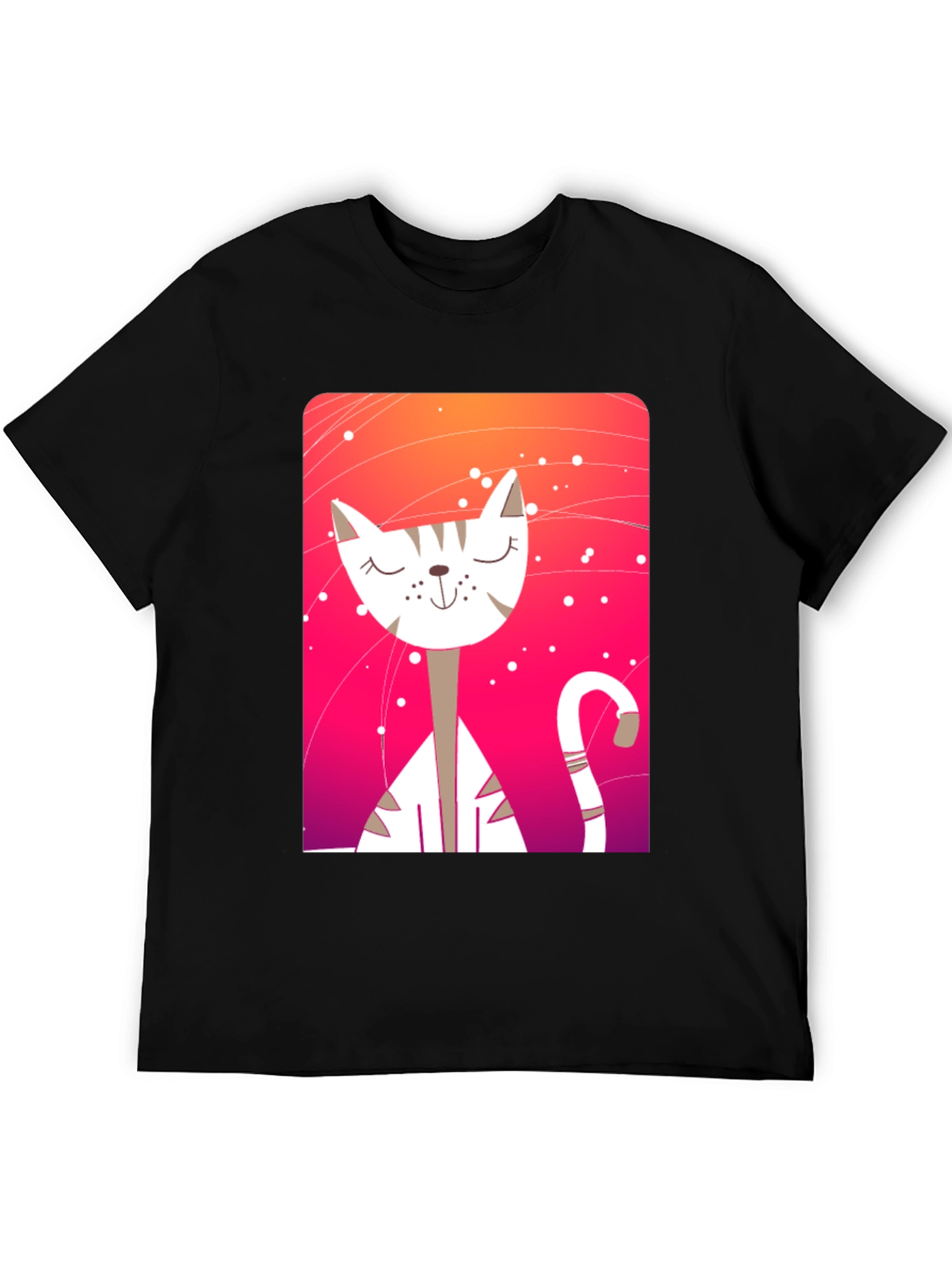 Cute Cat Graphic Tee - Unisex Black T-Shirt