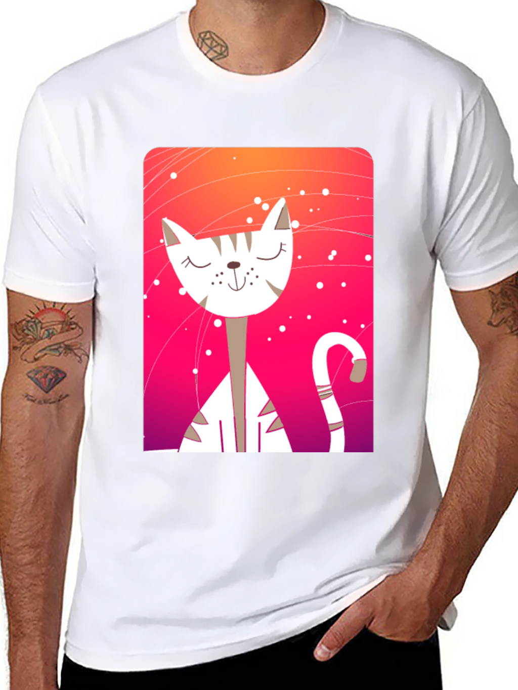 Cute Cat Graphic Tee - Unisex Black T-Shirt