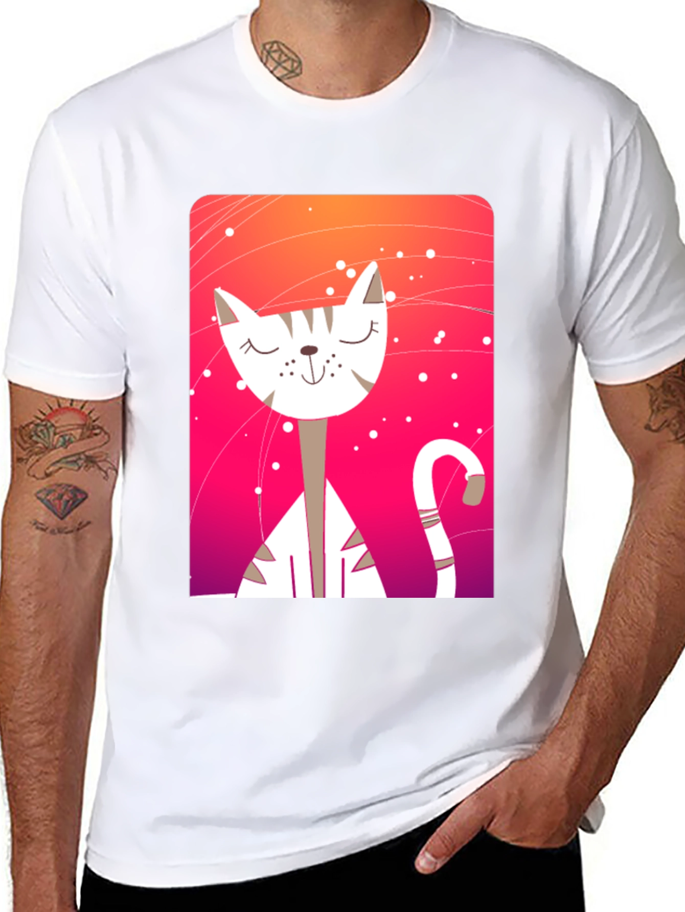 Cute Cat Graphic Tee - Unisex Black T-Shirt