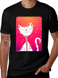 Cute Cat Graphic Tee - Unisex Black T-Shirt