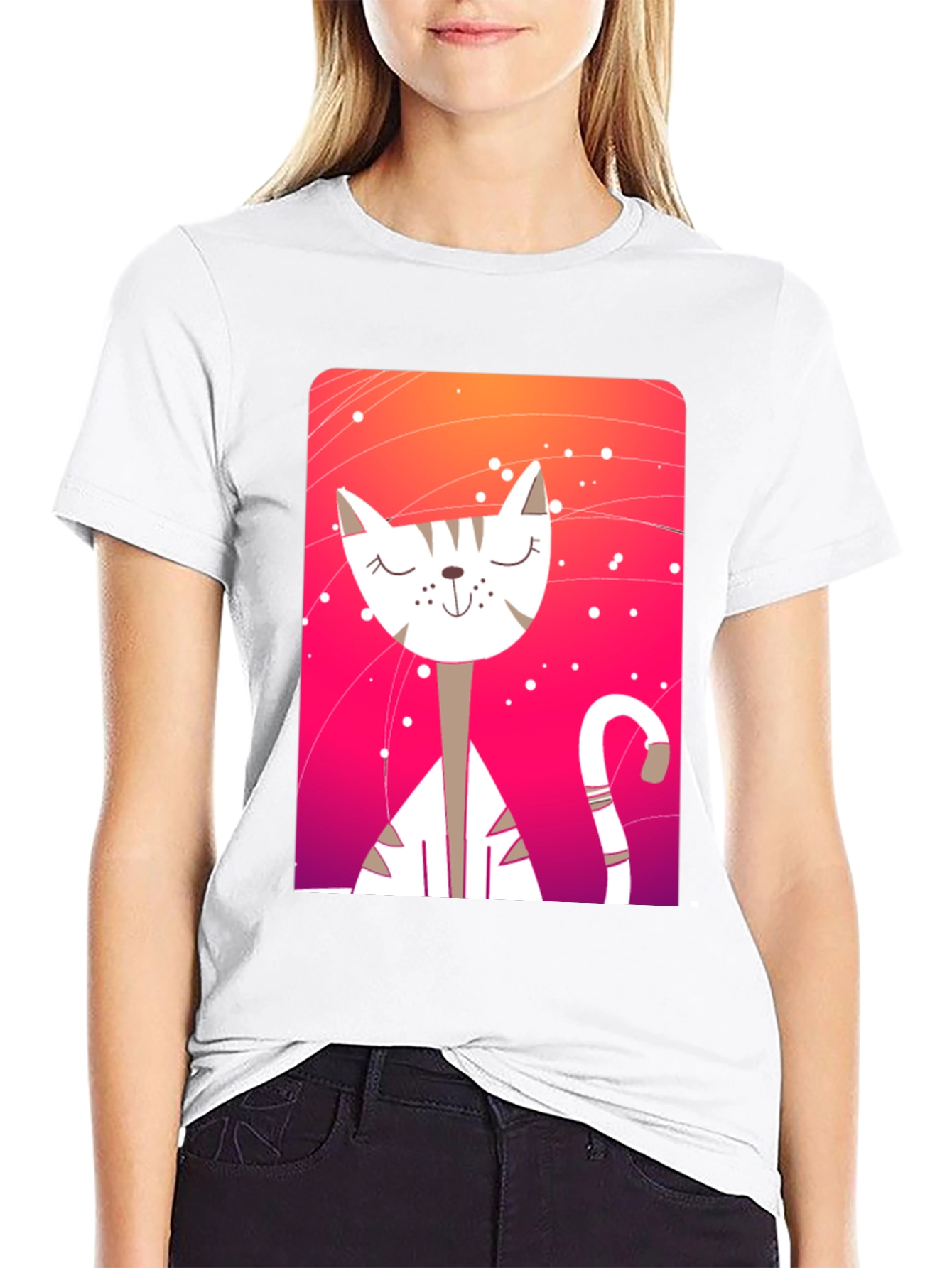 Cute Cat Graphic Tee - Unisex Black T-Shirt
