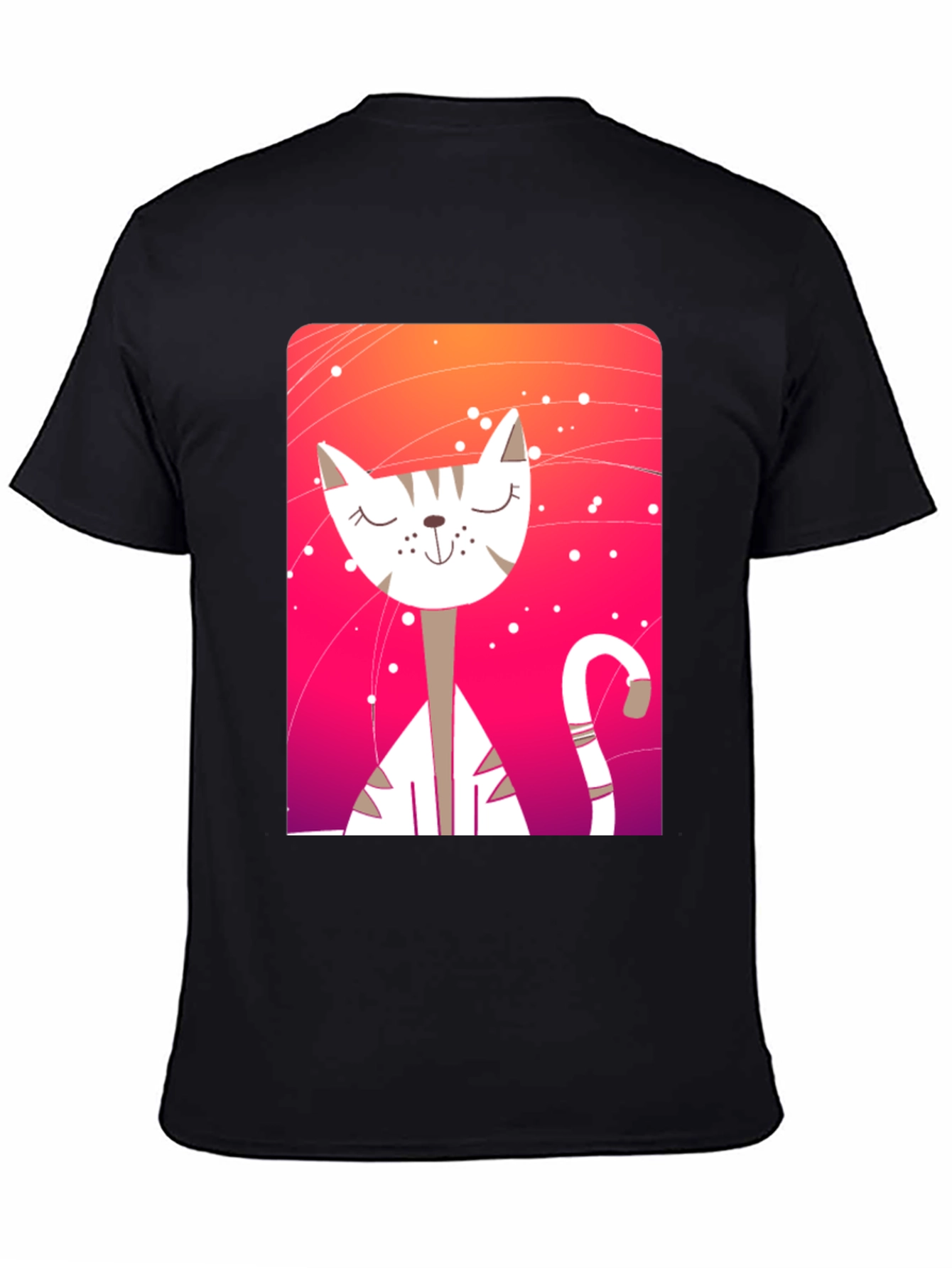 Cute Cat Graphic Tee - Unisex Black T-Shirt