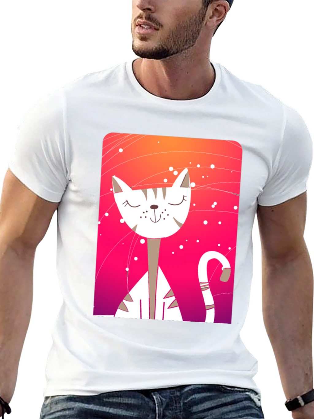 Cute Cat Graphic Tee - Unisex Black T-Shirt