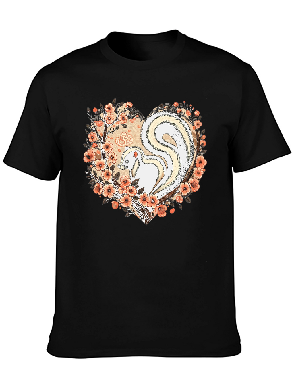Albino Skunk Floral Heart Graphic Tee
