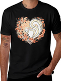 Albino Skunk Floral Heart Graphic Tee
