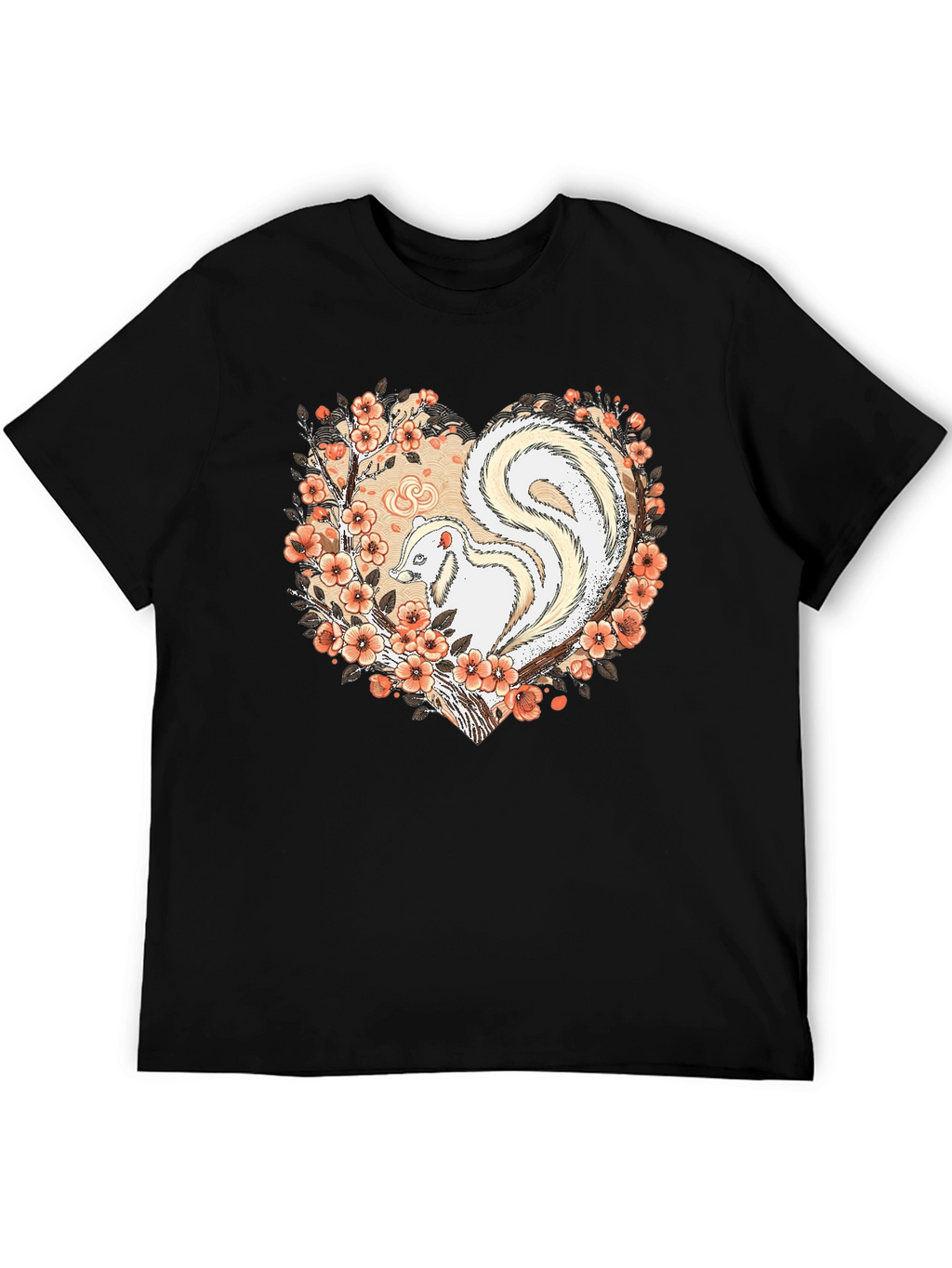 Albino Skunk Floral Heart Graphic Tee