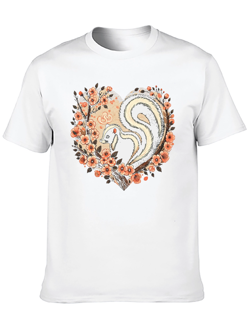 Albino Skunk Floral Heart Graphic Tee