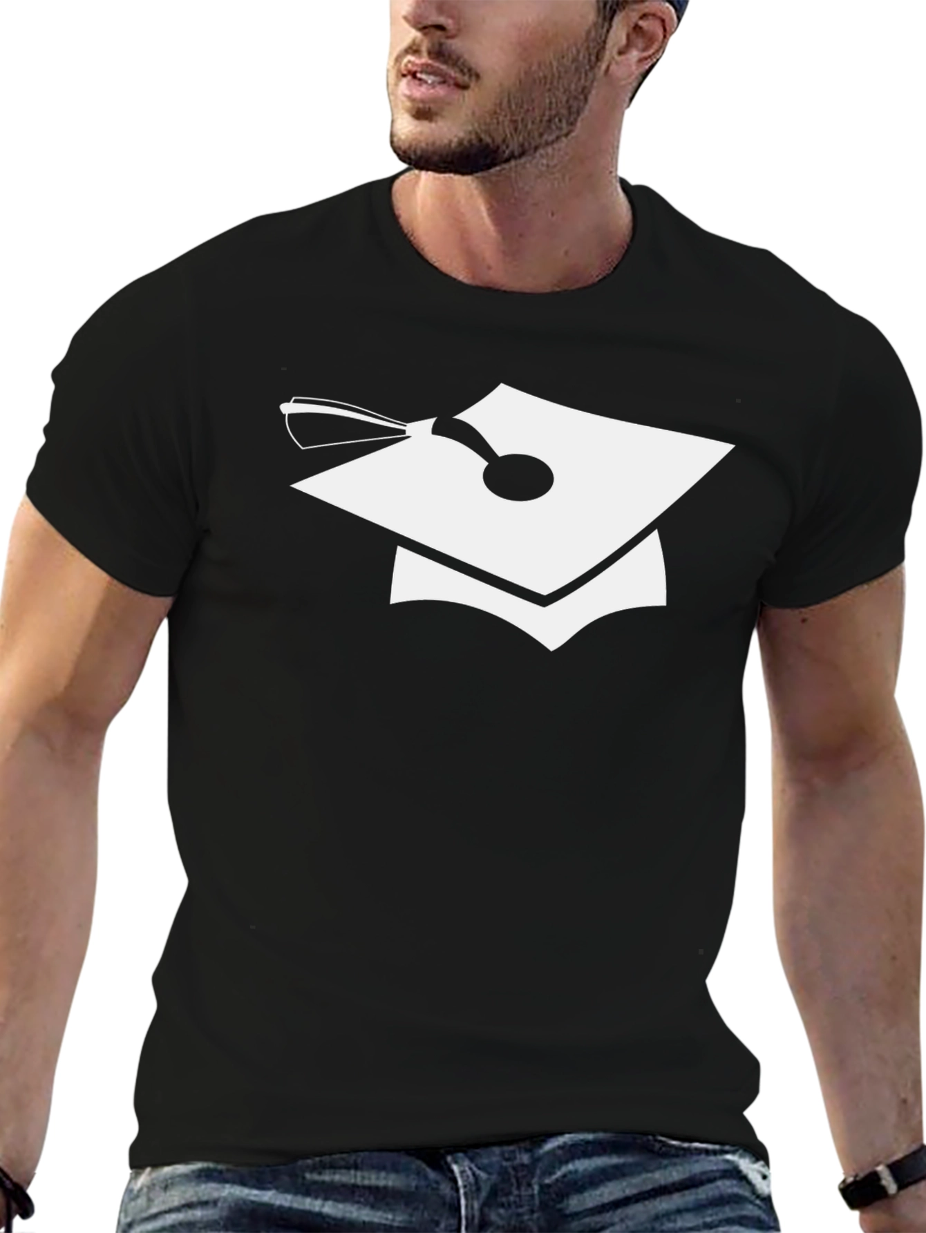 Graduation Cap Graphic Tee - Black