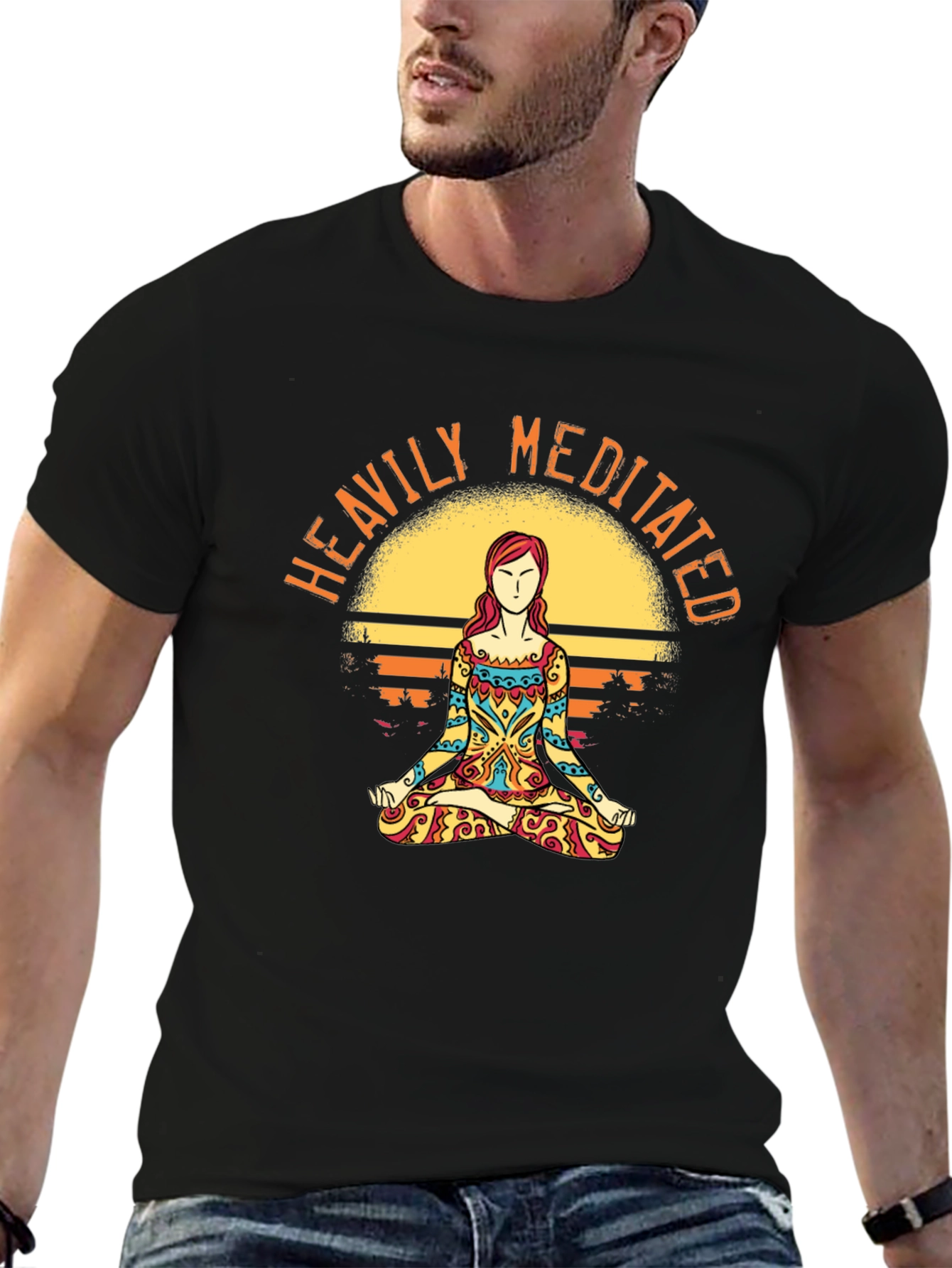 Heavily Meditated Graphic T-Shirt - Yoga Zen Tee