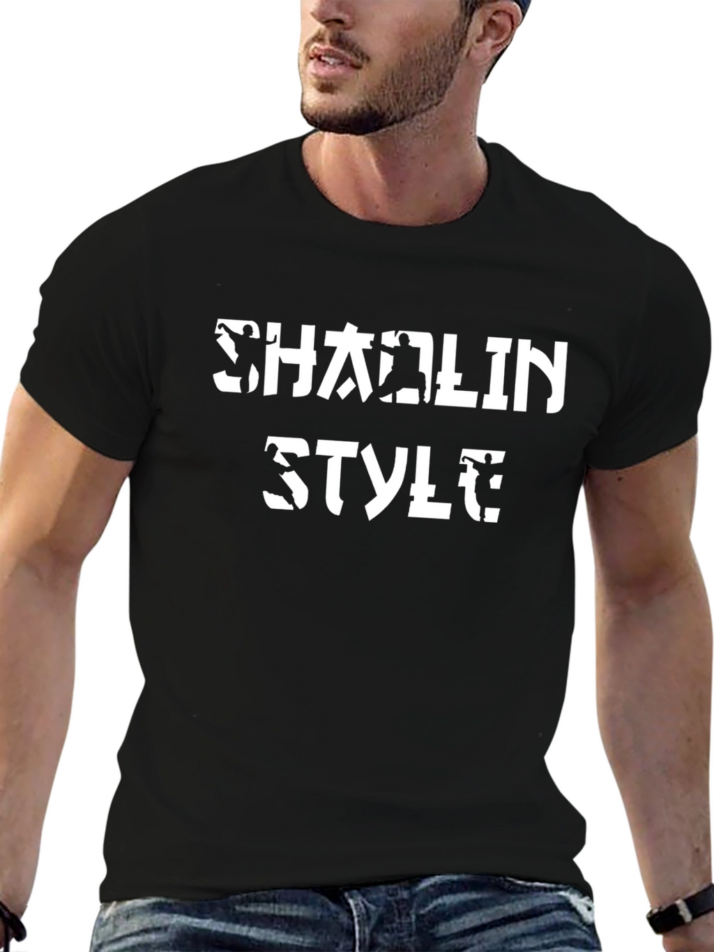 Shaolin Style Graphic Print Black T-Shirt