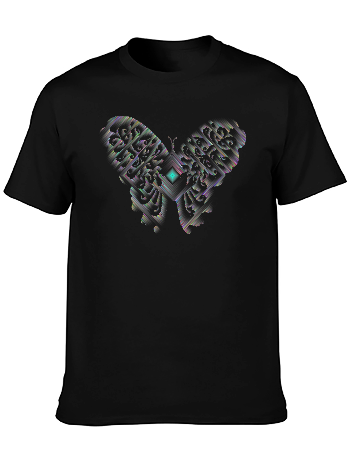 Abstract Butterfly Graphic Black T-Shirt