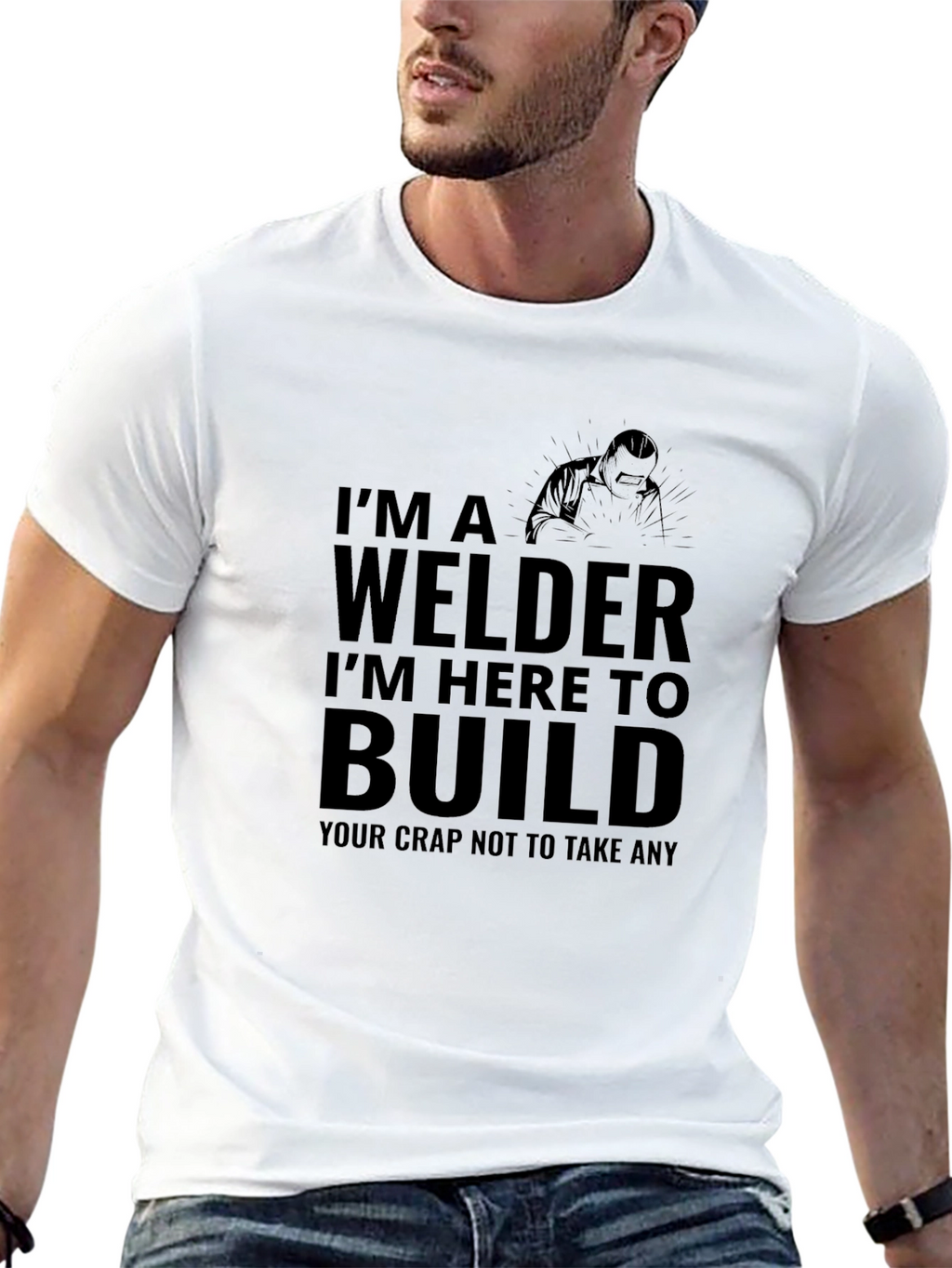 Welder Build T-Shirt - Mens Black Graphic Tee