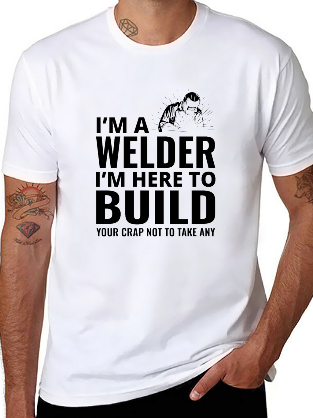 Welder Build T-Shirt - Mens Black Graphic Tee