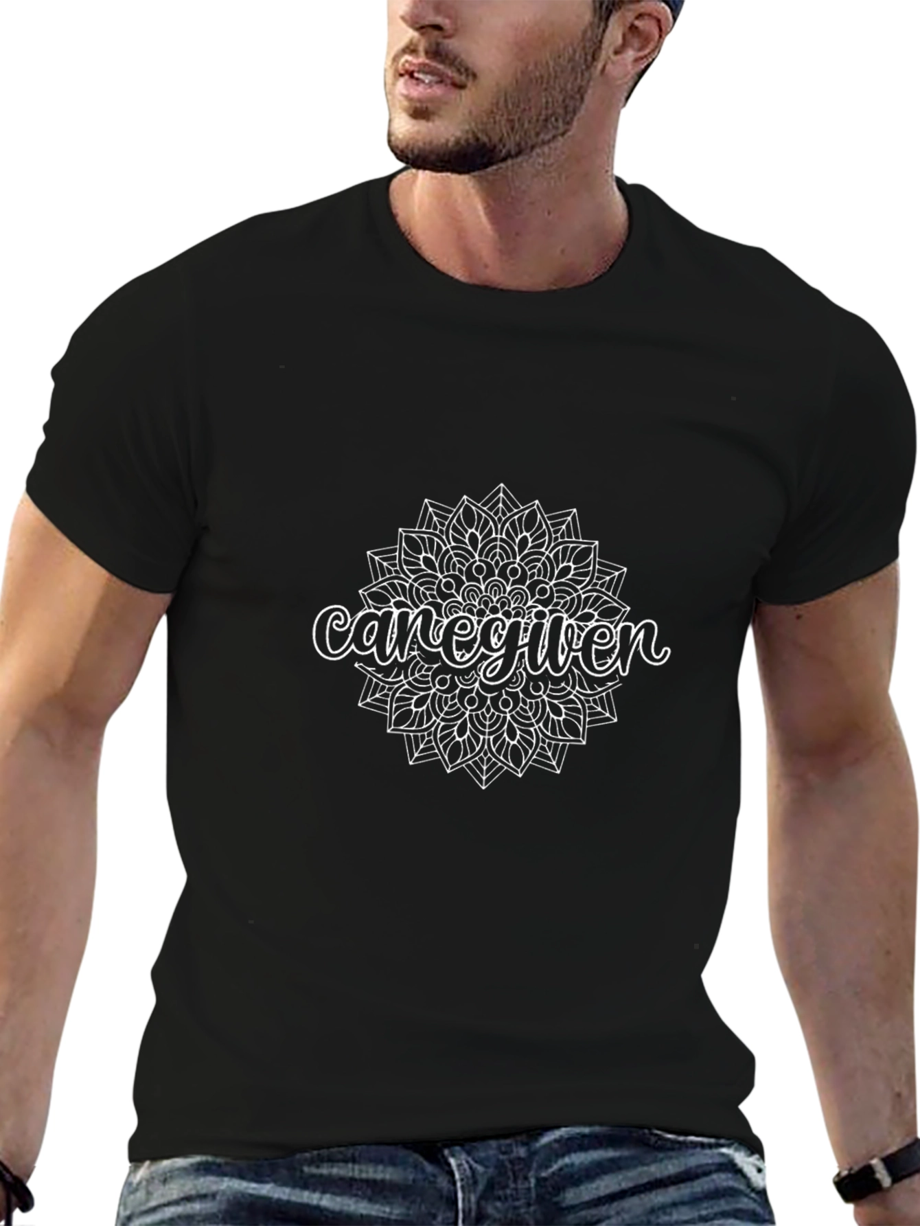 Caregiver Mandala Graphic T-Shirt - Black